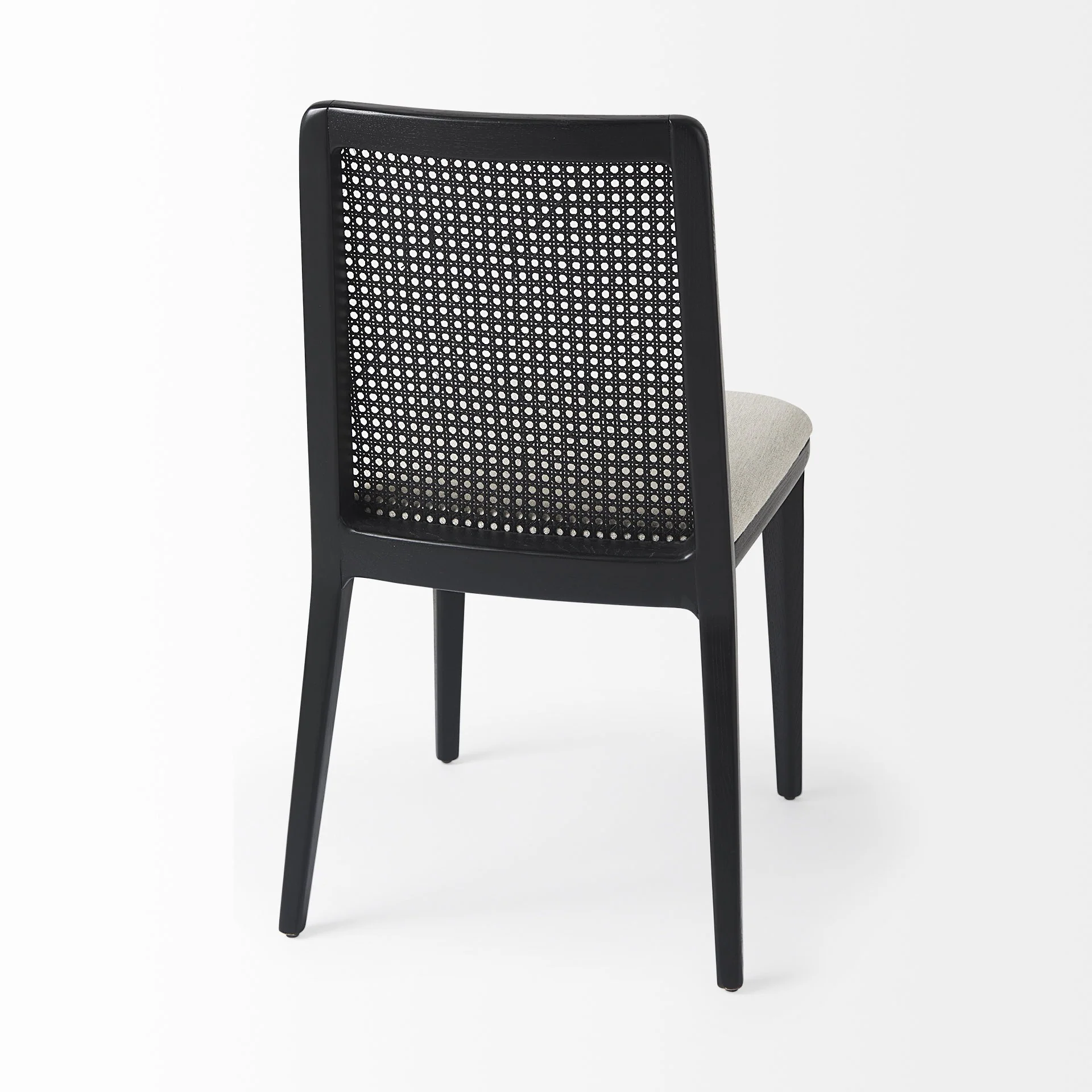 Black And Cream Uholstery And Cane Armless Dining Chair By Homeroots - Image 5
