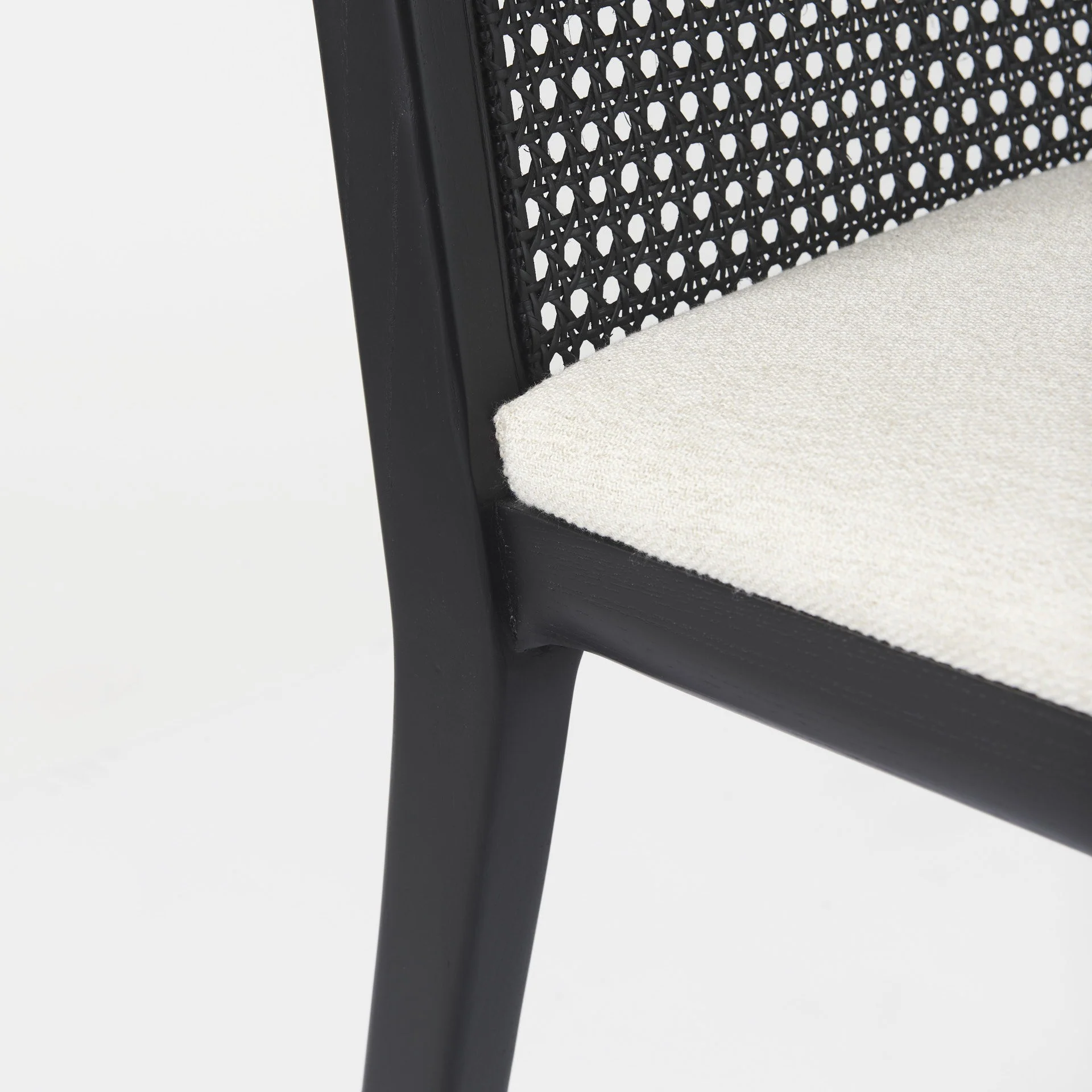 Black And Cream Uholstery And Cane Armless Dining Chair By Homeroots - Image 8
