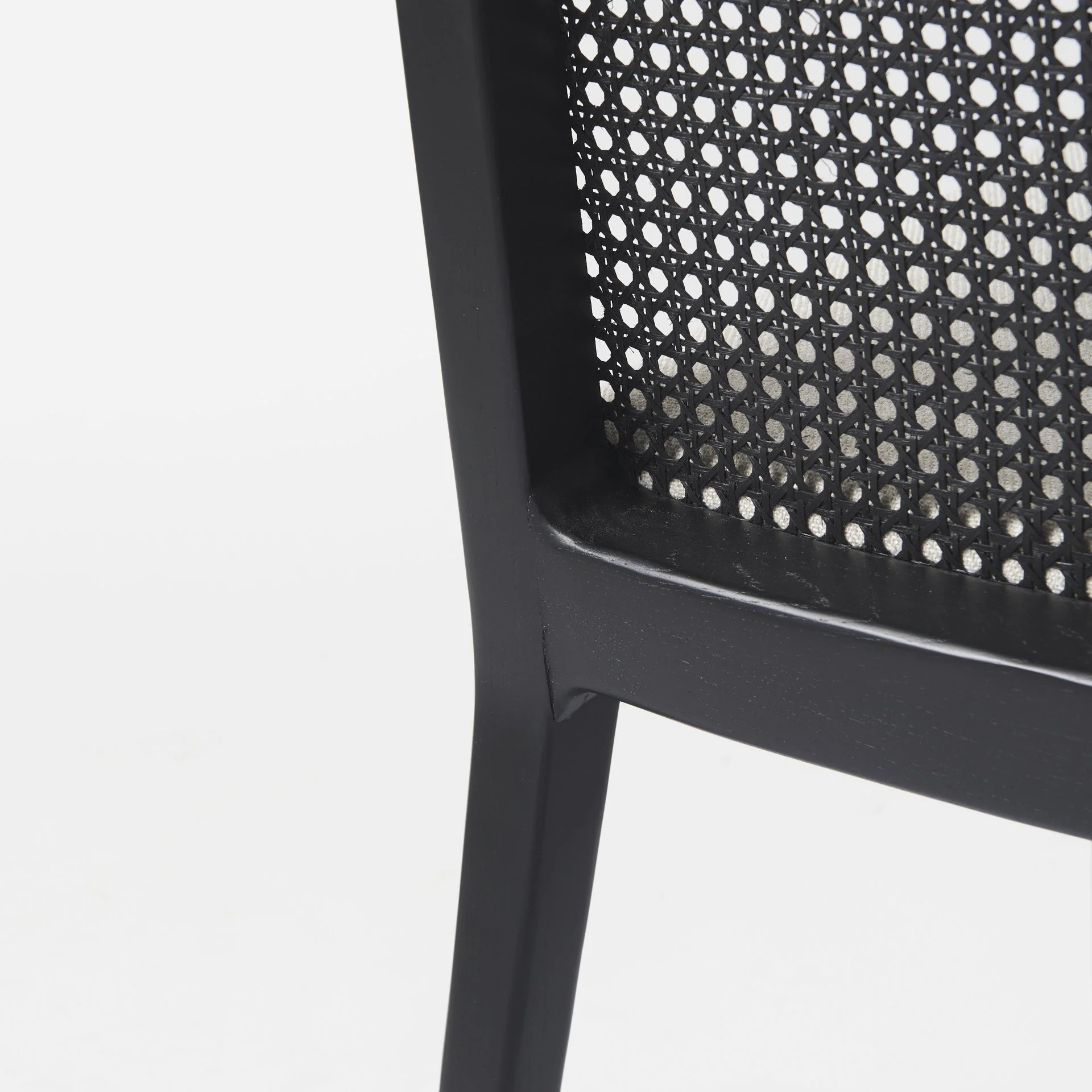 Black And Cream Uholstery And Cane Armless Dining Chair By Homeroots - Image 9