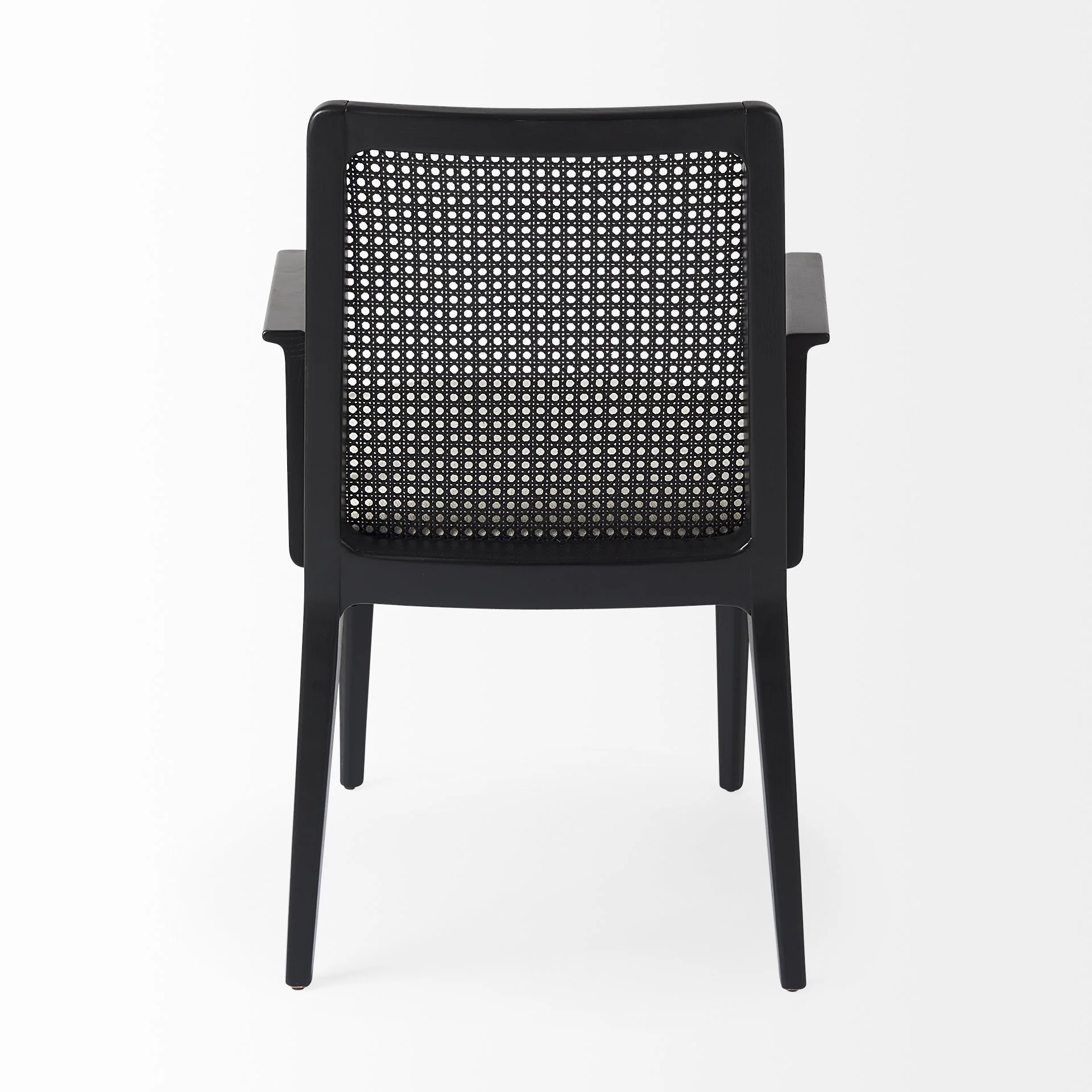 Black And Cream Uholstery And Cane Dining Armchair By Homeroots - Image 4