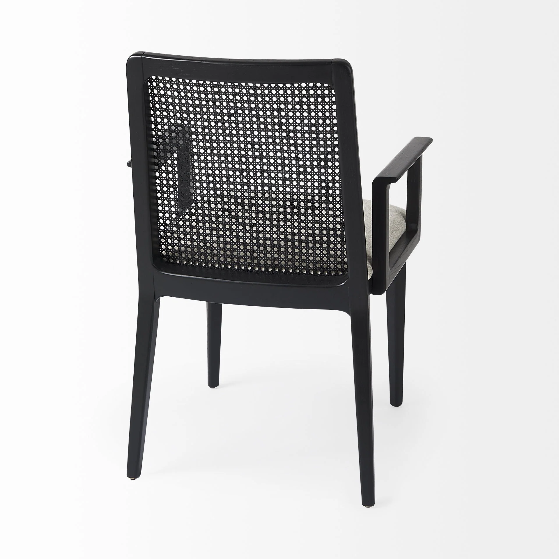 Black And Cream Uholstery And Cane Dining Armchair By Homeroots - Image 5