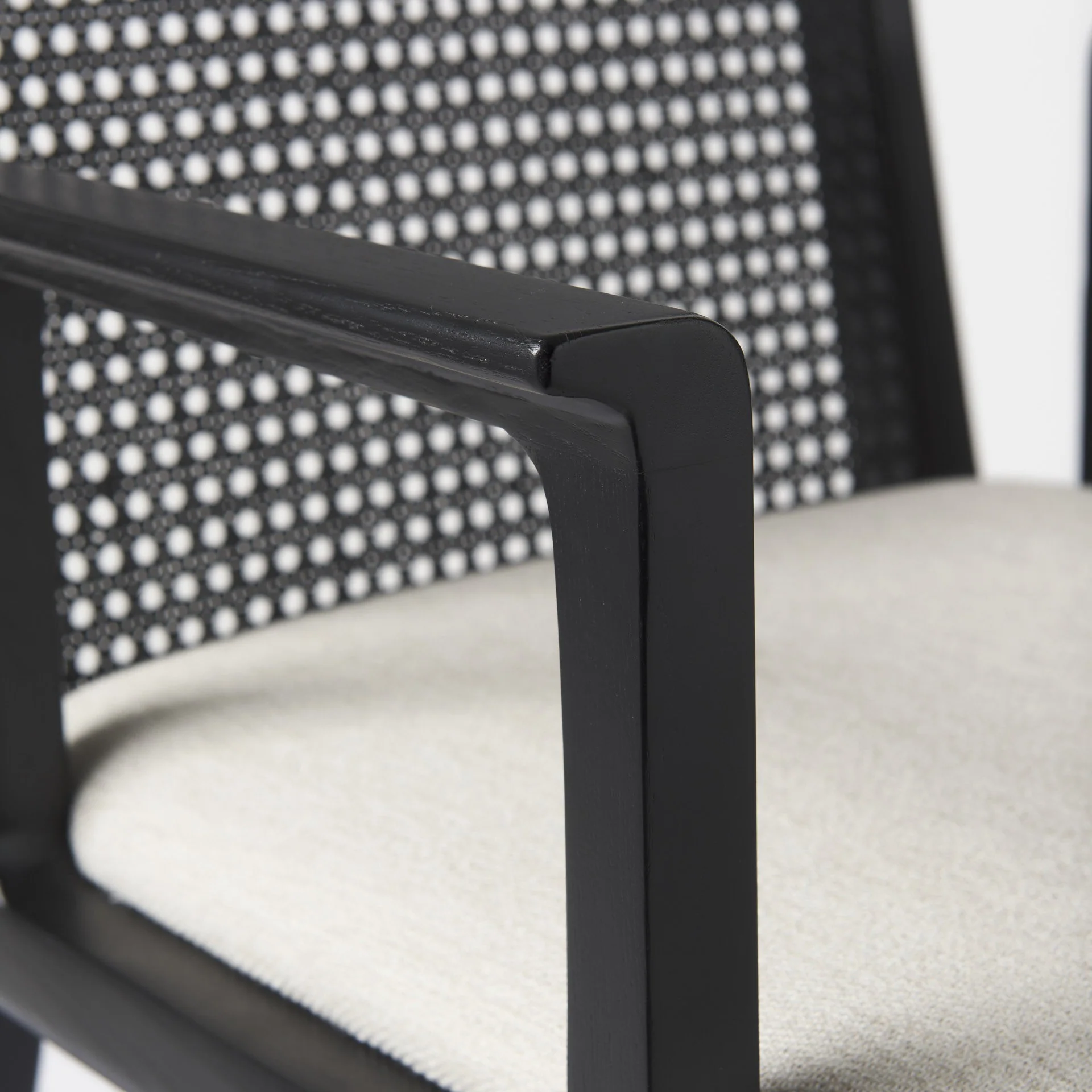 Black And Cream Uholstery And Cane Dining Armchair By Homeroots - Image 6