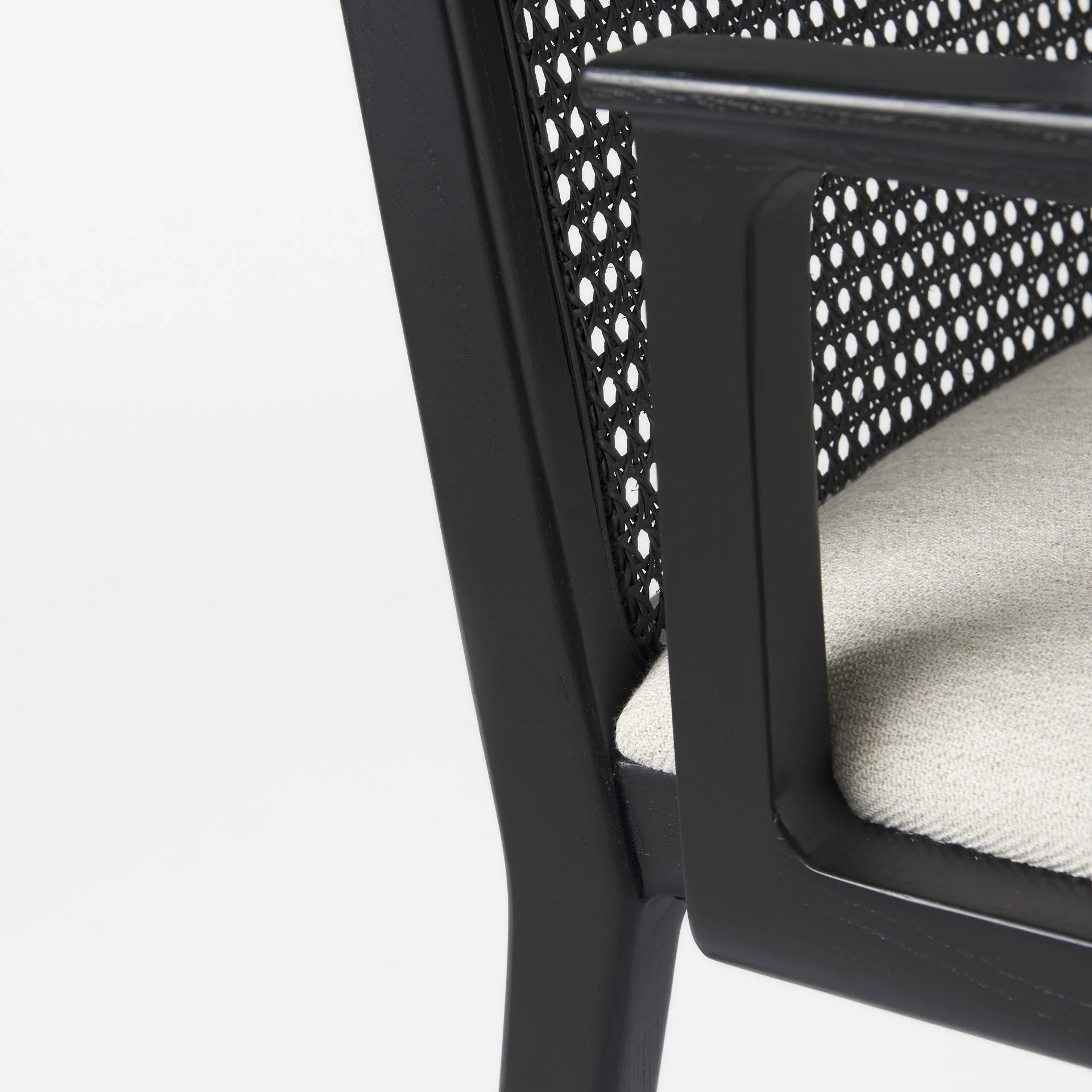 Black And Cream Uholstery And Cane Dining Armchair By Homeroots - Image 7