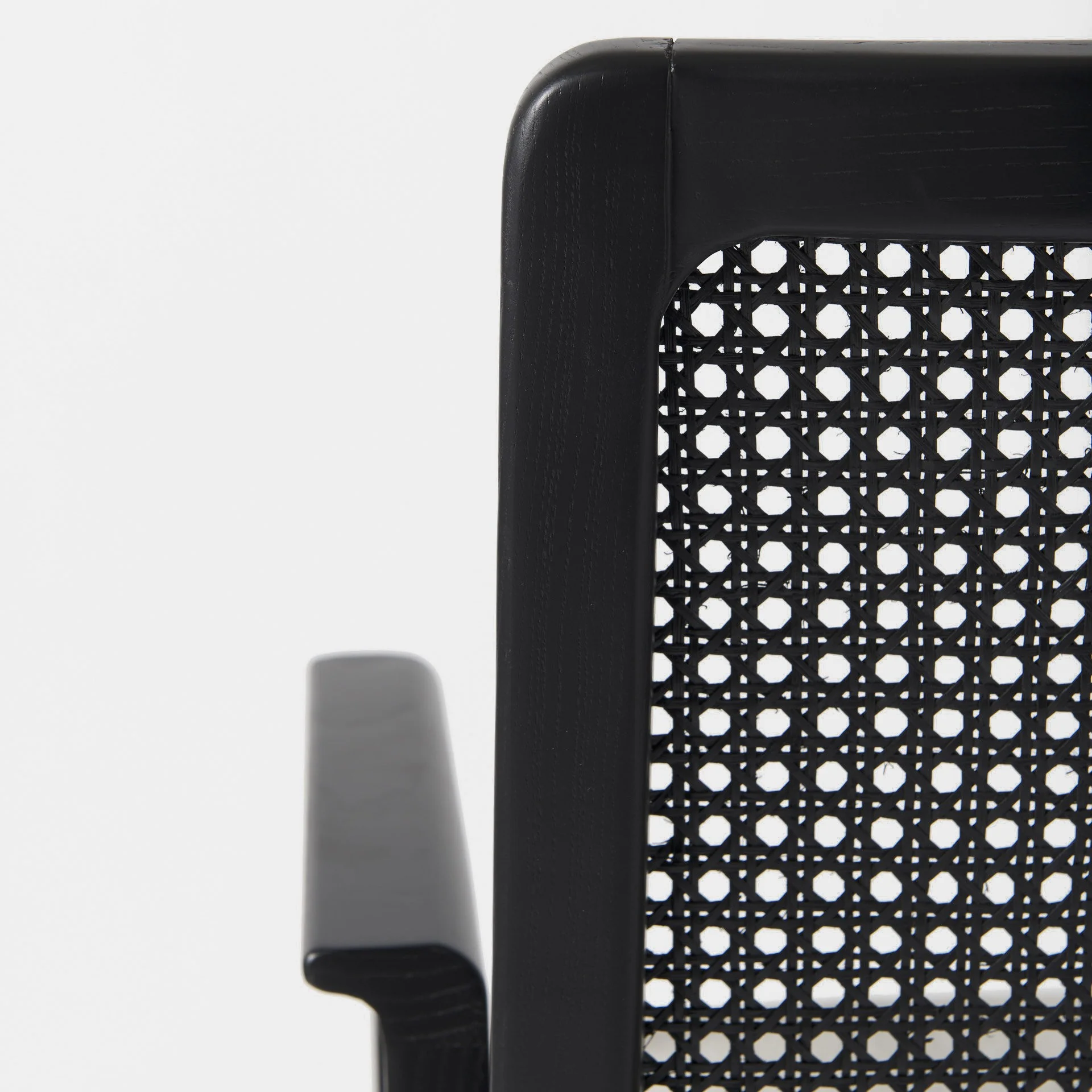 Black And Cream Uholstery And Cane Dining Armchair By Homeroots - Image 8