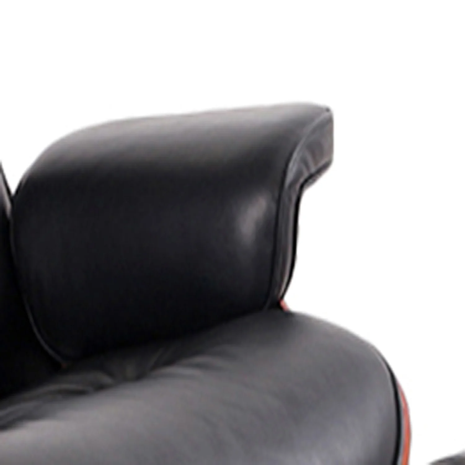 Black and Dark Brown Genuine Leather Tufted Swivel Lounge Chair With Ottoman By Homeroots - Image 4