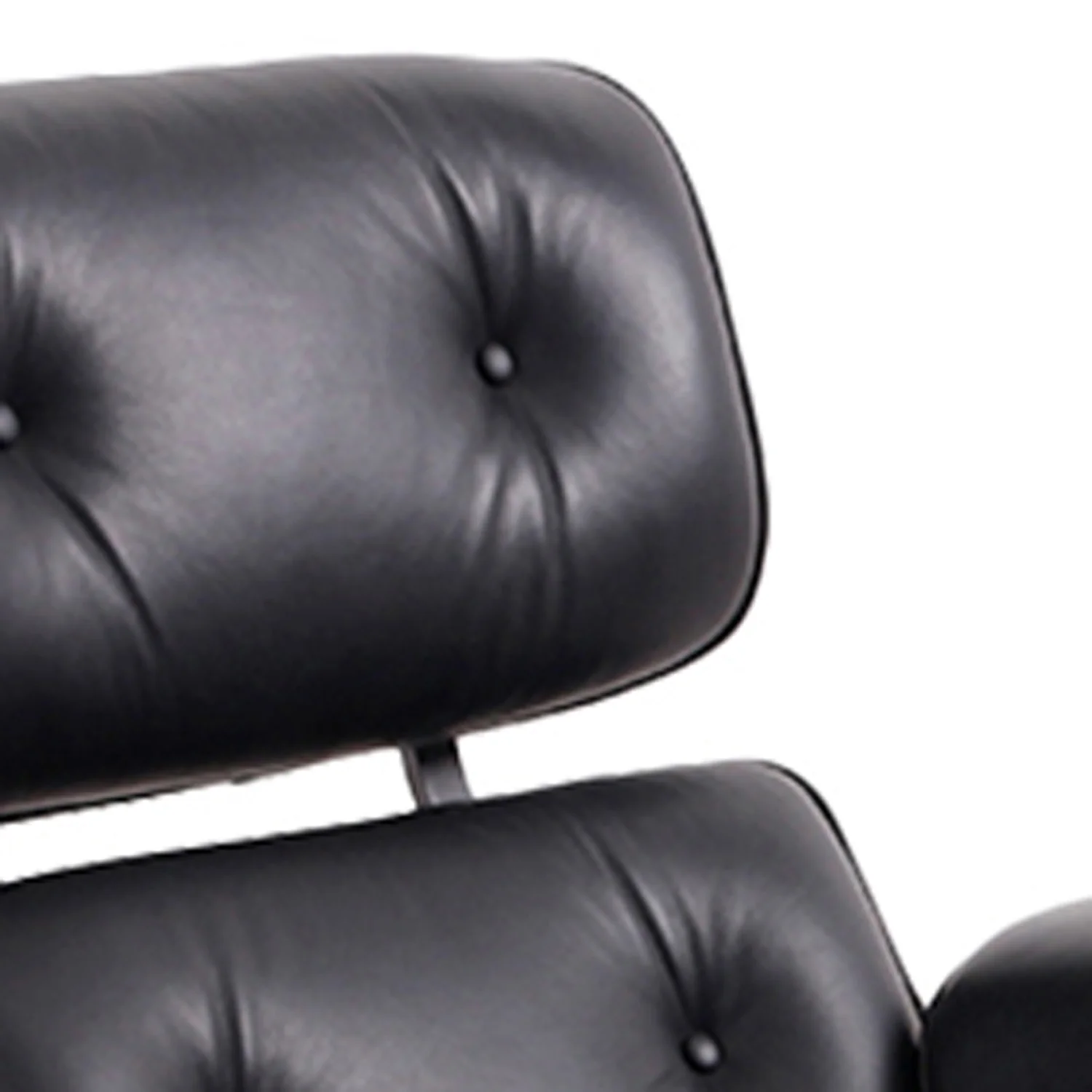 Black and Dark Brown Genuine Leather Tufted Swivel Lounge Chair With Ottoman By Homeroots - Image 5