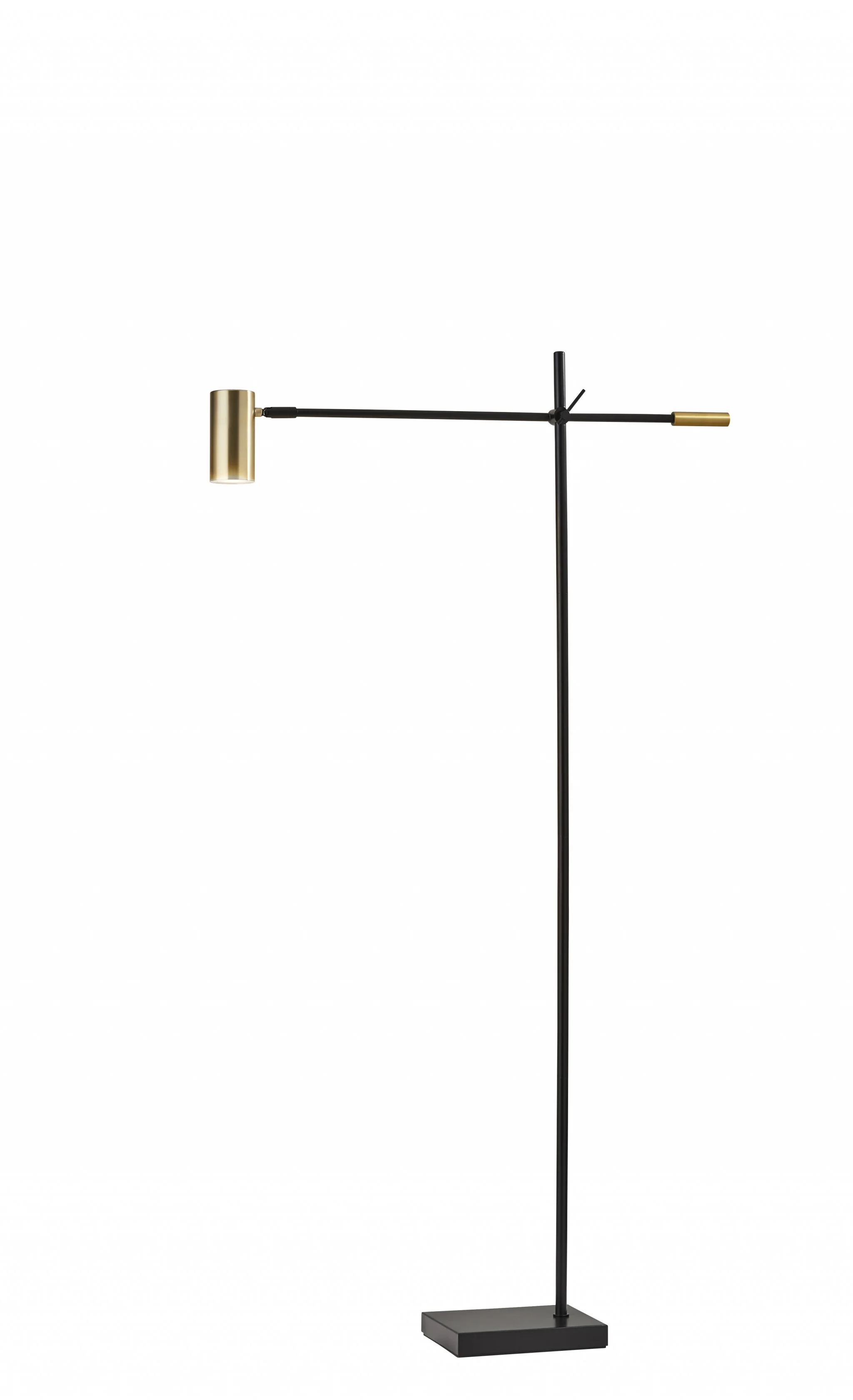 Black And Gold Adjustable LED Task Floor Lamp With Antiqued Brass Metal Cylinder Shade By Homeroots - Image 2