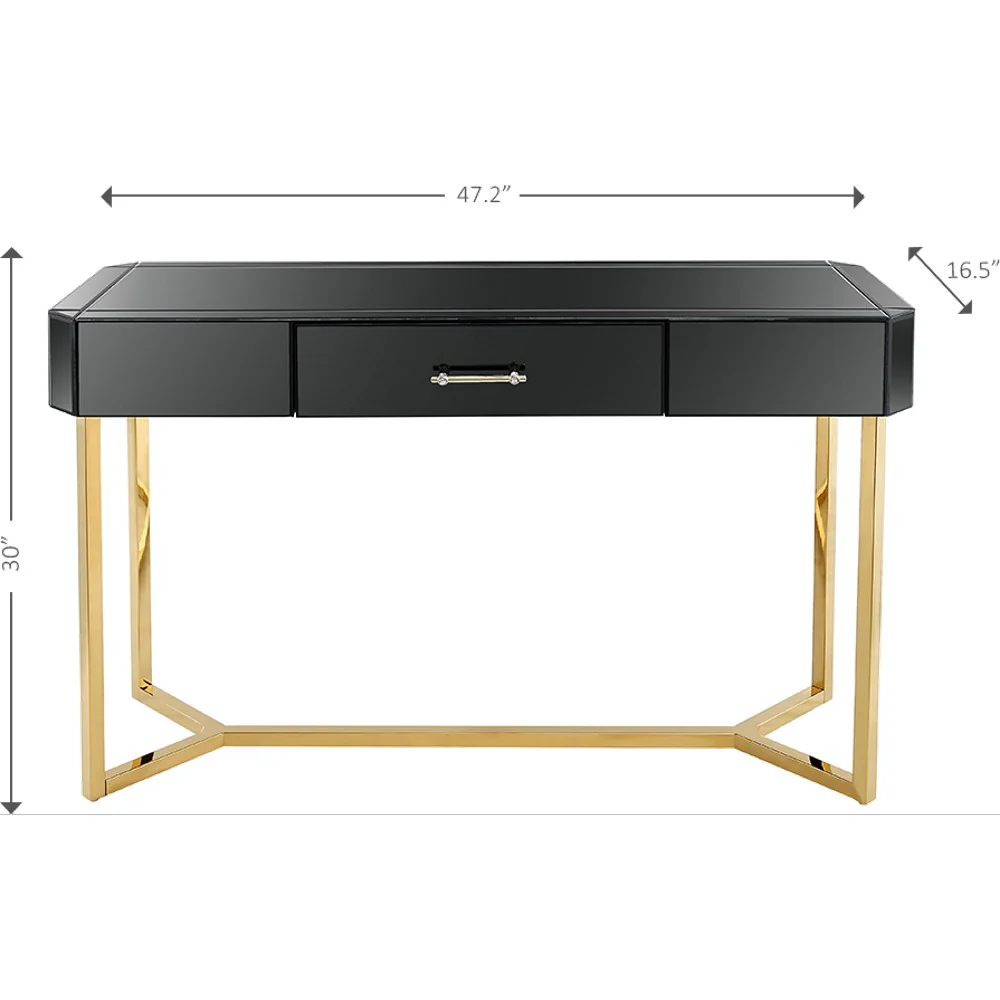 Black and Gold Console Table By Homeroots - Image 2
