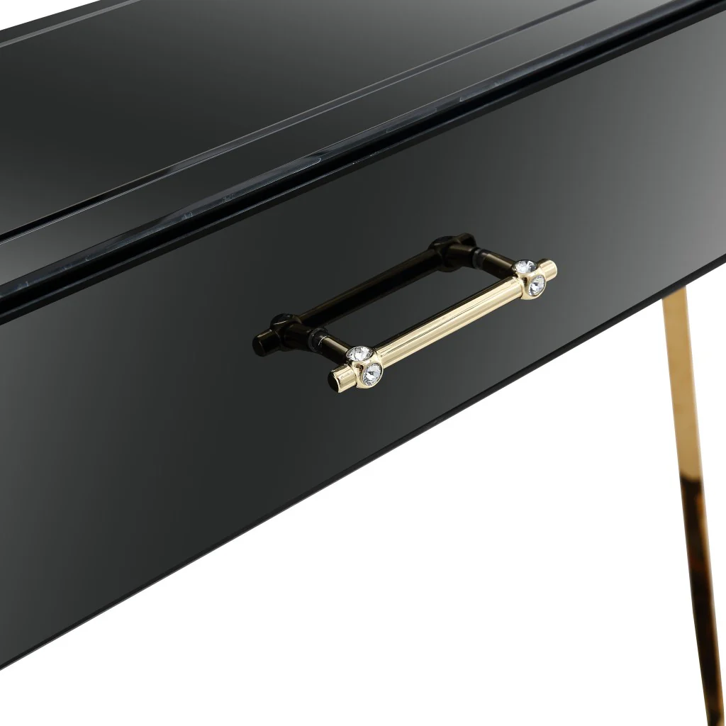 Black and Gold Console Table By Homeroots - Image 5