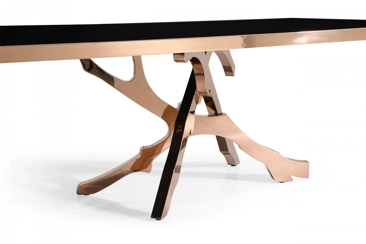 Black And Gold Glass And Stainless Steel Pedestal Base Dining Table By Homeroots - Image 5