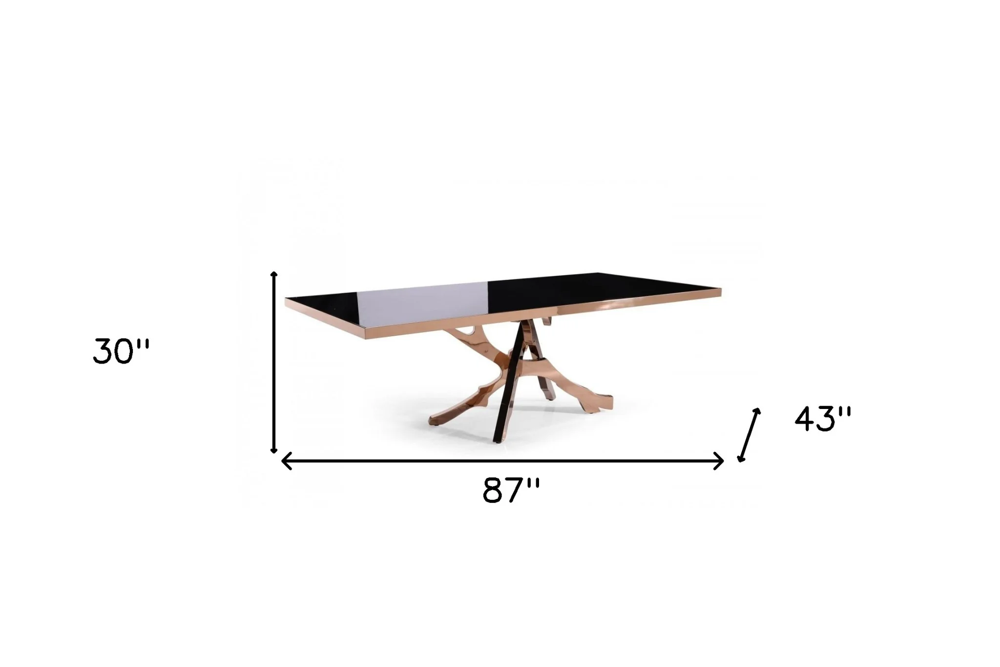 Black And Gold Glass And Stainless Steel Pedestal Base Dining Table By Homeroots - Image 6