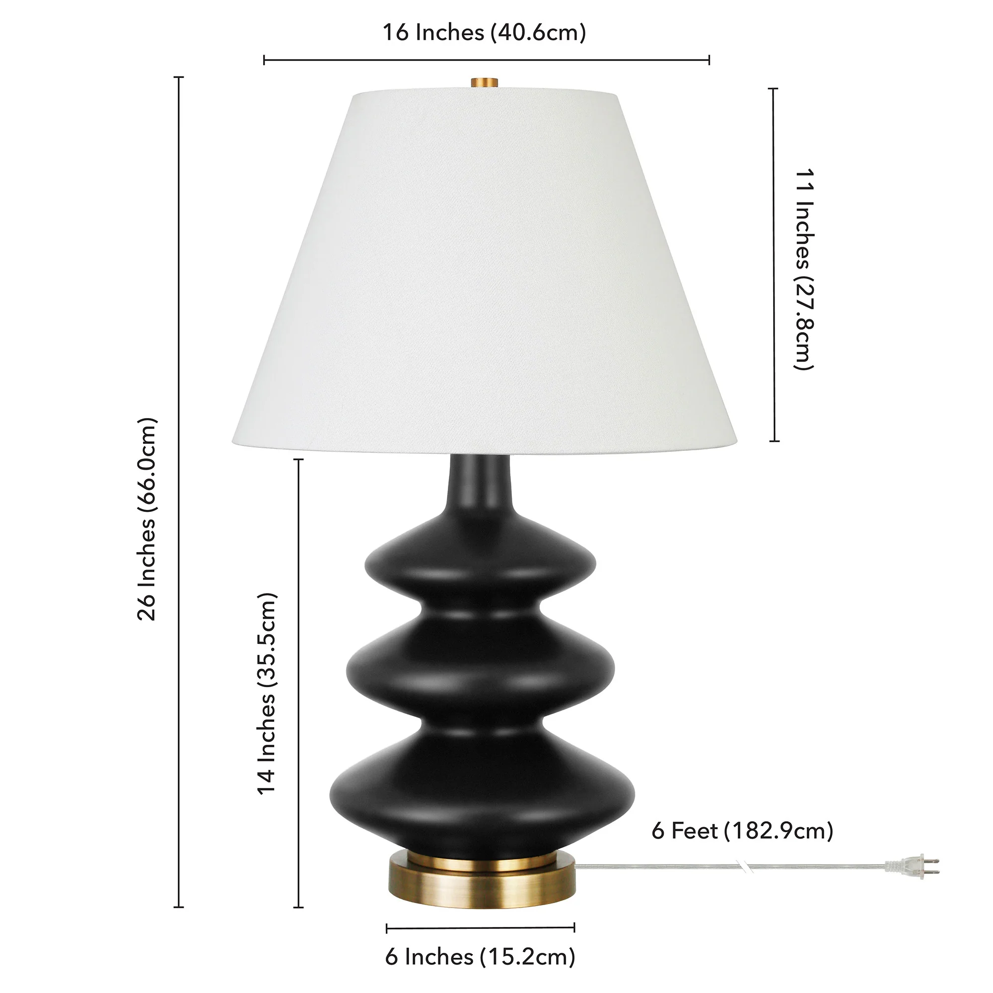 Black and Gold Glass Gourd Table Lamp With White Empire Shade By Homeroots - Image 5