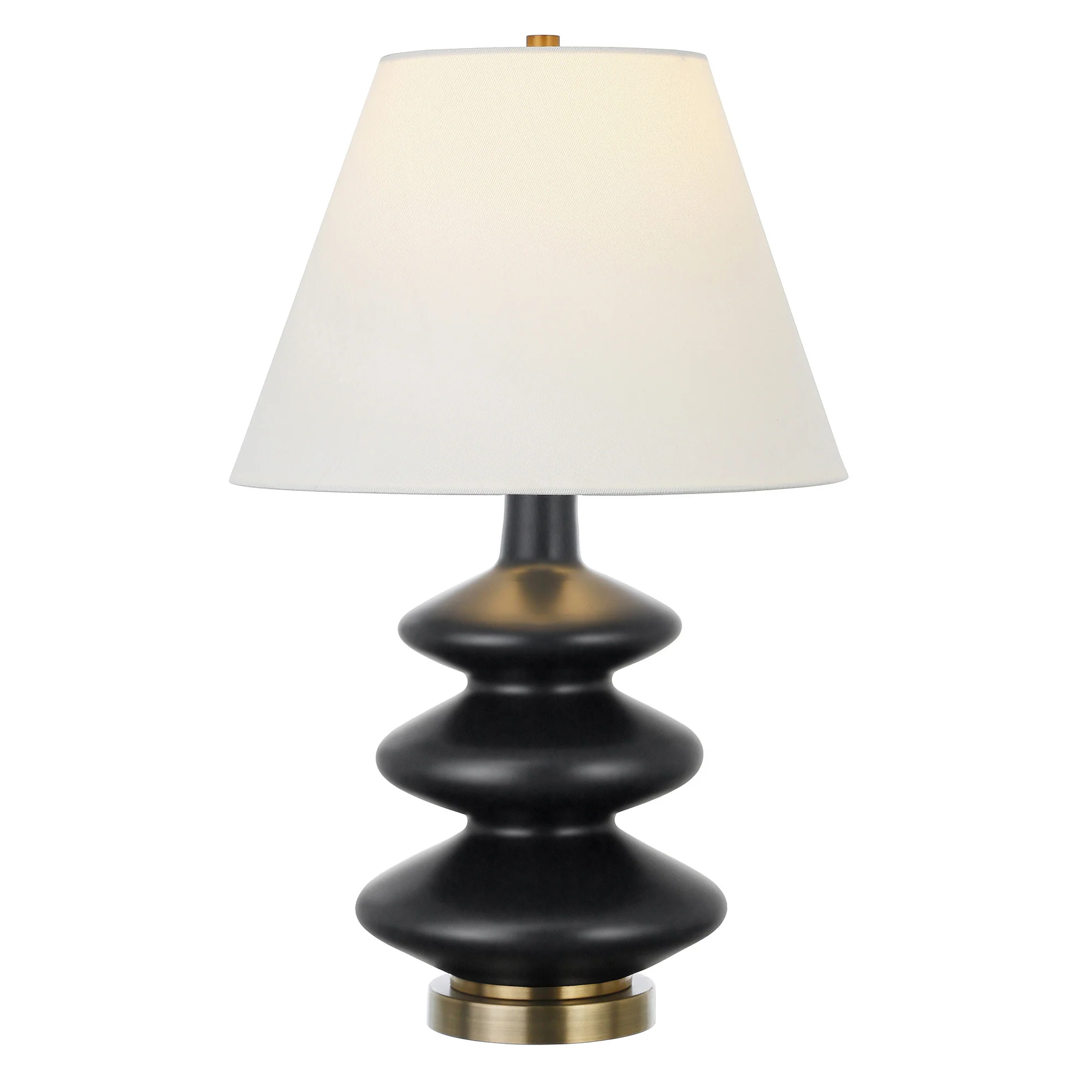 Black and Gold Glass Gourd Table Lamp With White Empire Shade By Homeroots - Image 7