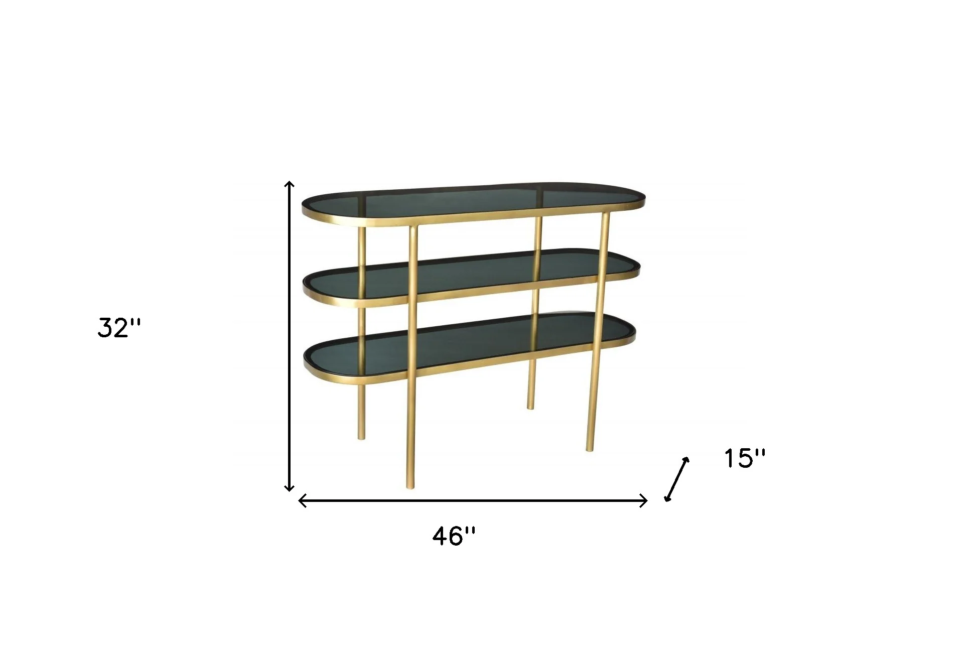Black and Gold Glass Oval Console Table With Storage By Homeroots - Image 5
