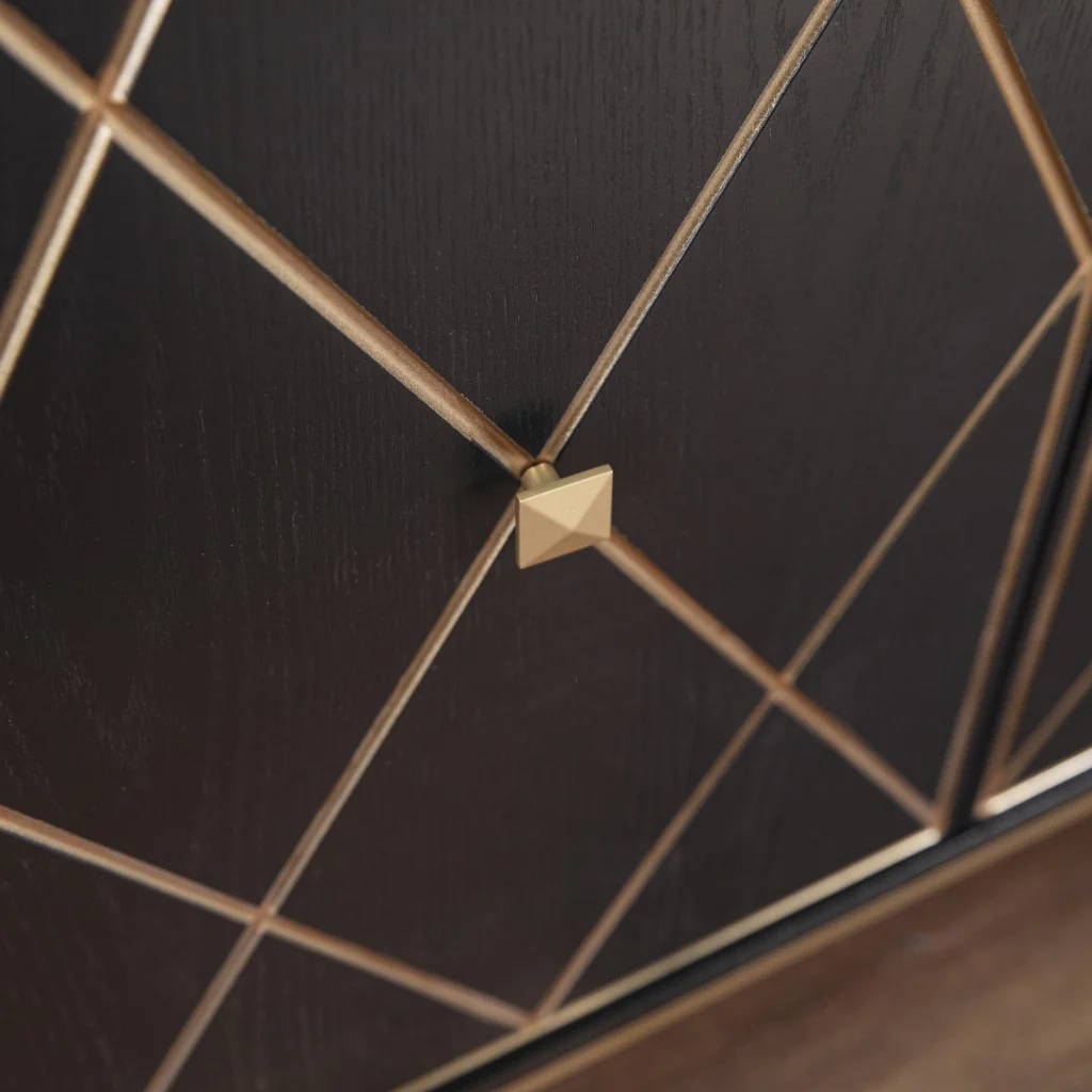 Black And Gold Harlequin Sideboard Storage Cabinet By Homeroots - Image 2