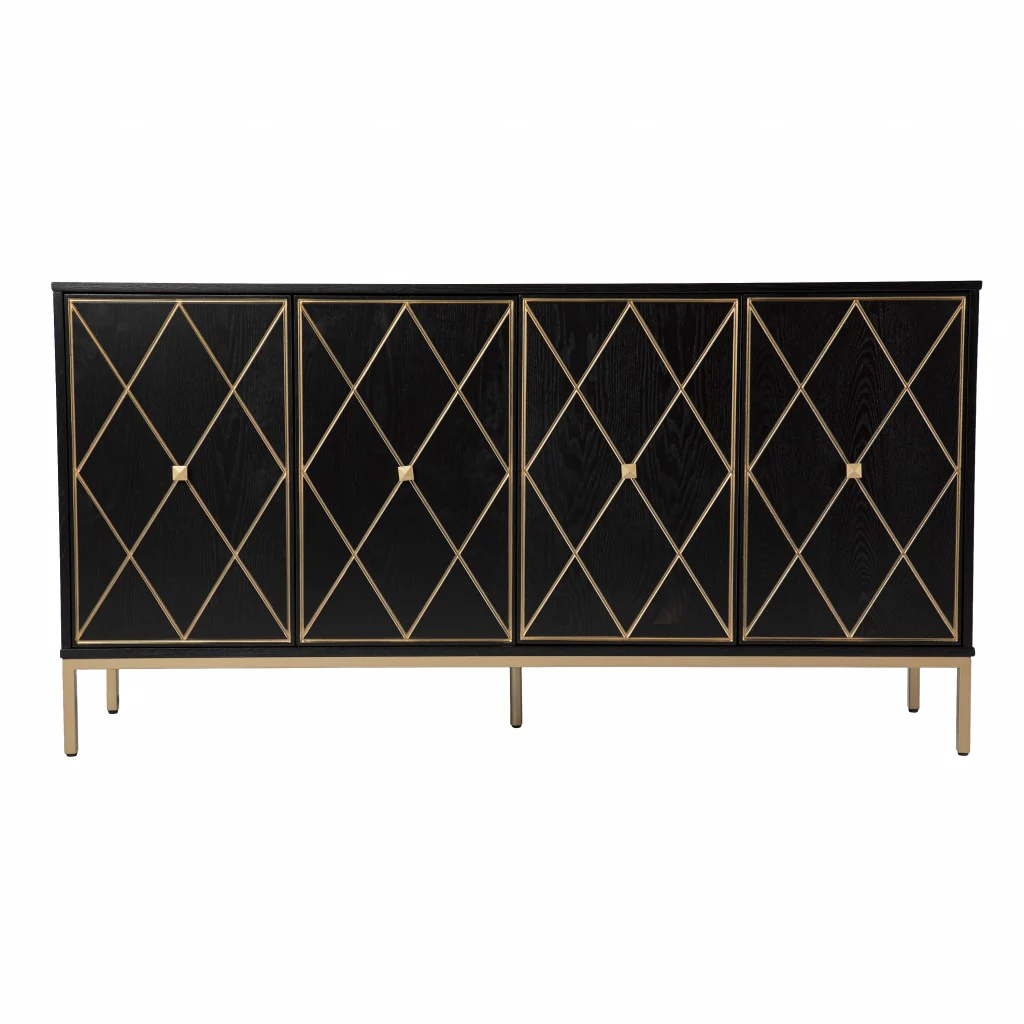 Black And Gold Harlequin Sideboard Storage Cabinet By Homeroots - Image 4