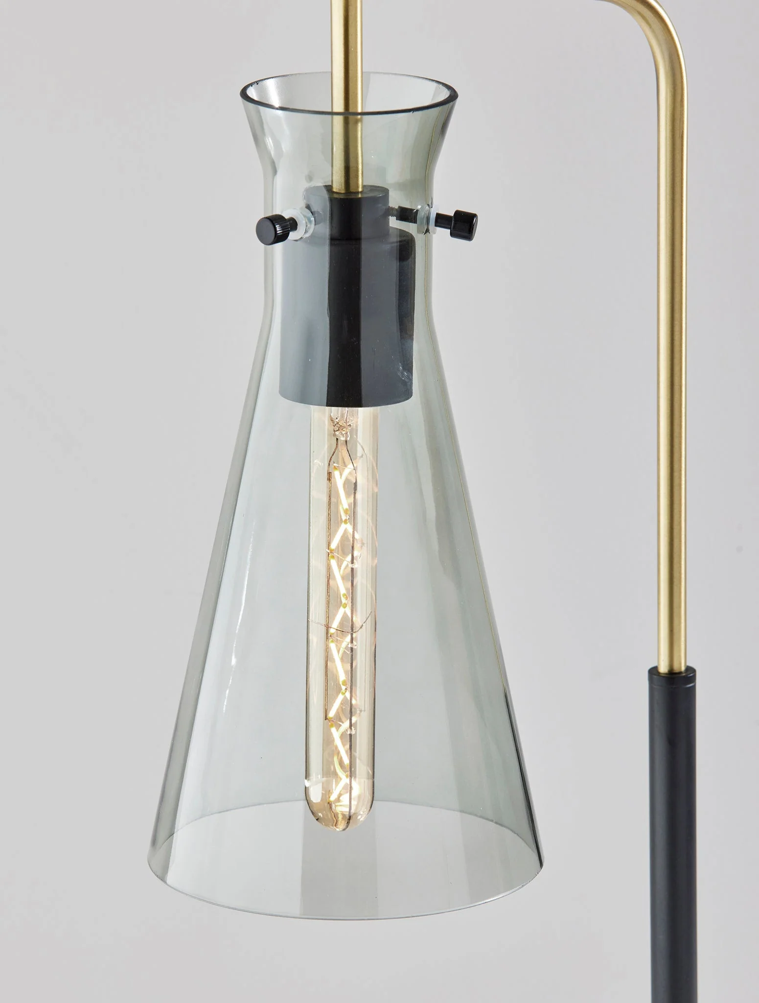 Black and Gold Metal Desk Lamp With Light Gray Cone Shade By Homeroots - Image 4