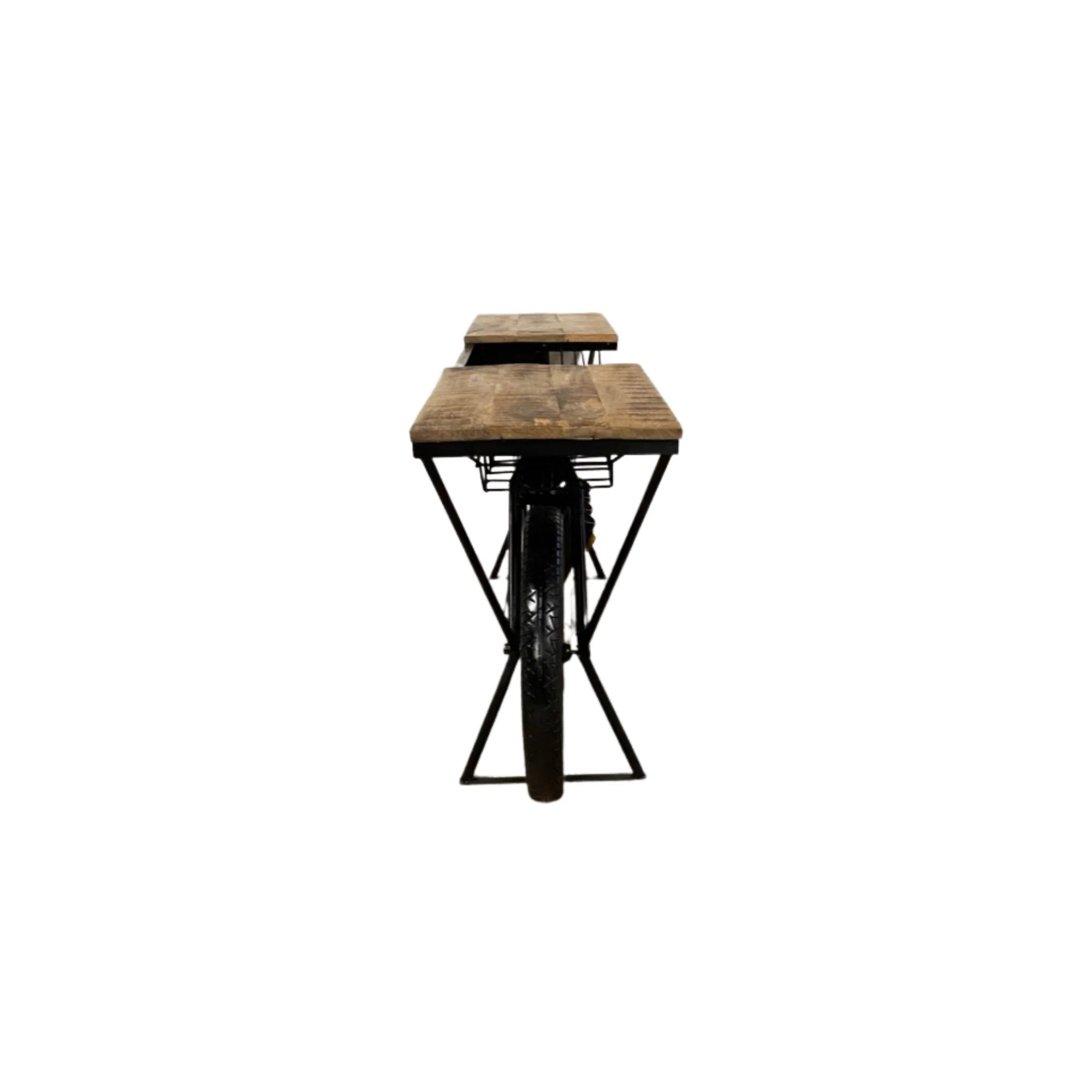Black And Gold Metal Mango Wood Bike Bar Counter By Homeroots - Image 5