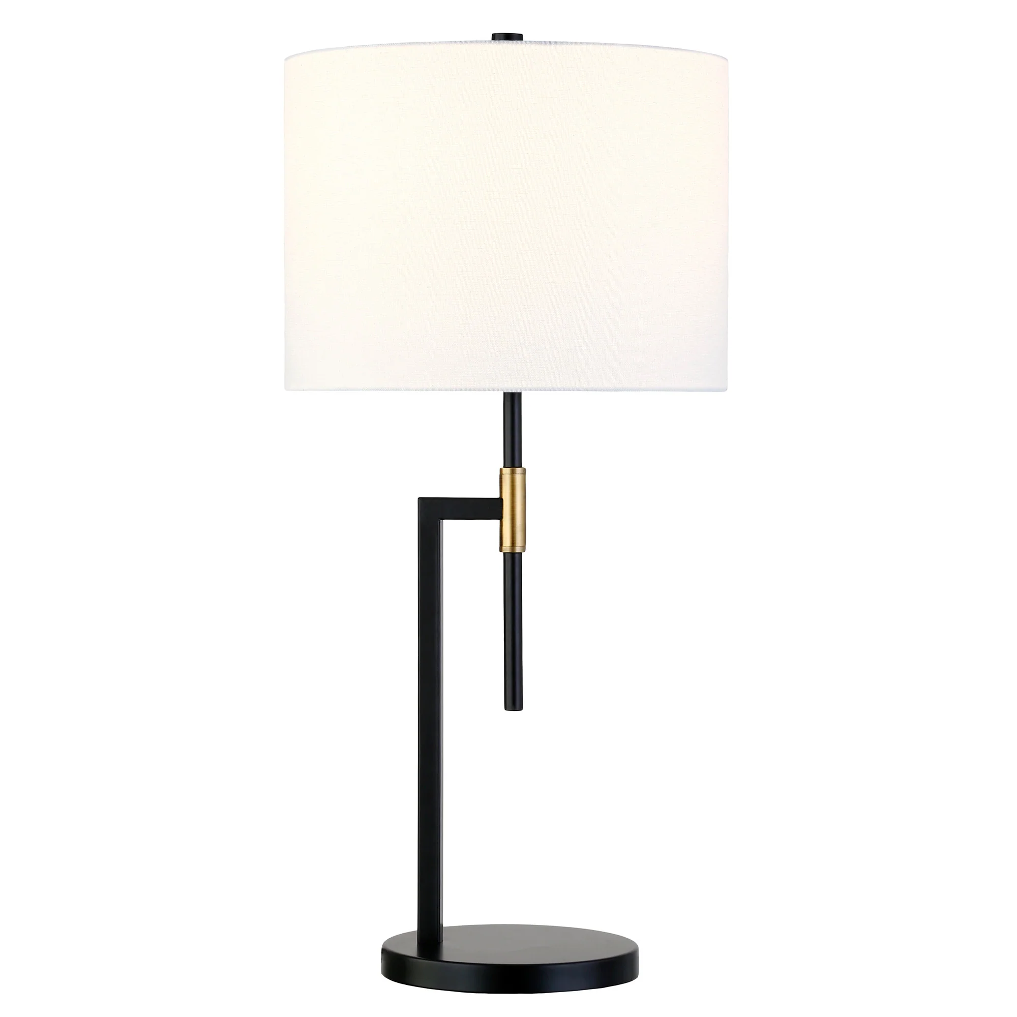 Black and Gold Metal Table Lamp With White Drum Shade By Homeroots - Image 7
