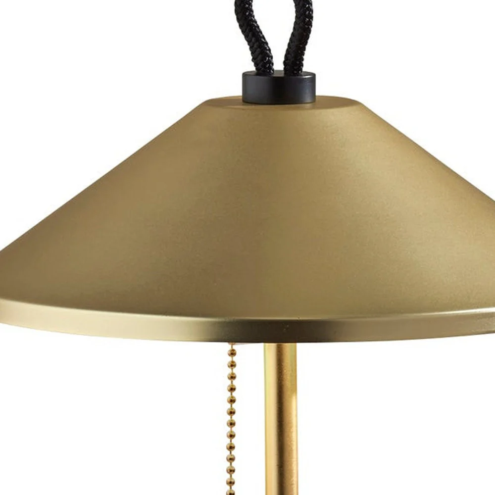 Black and Gold Metal Two Light Candlestick LED Table Lamp With Brass Cone Shade By Homeroots - Image 3