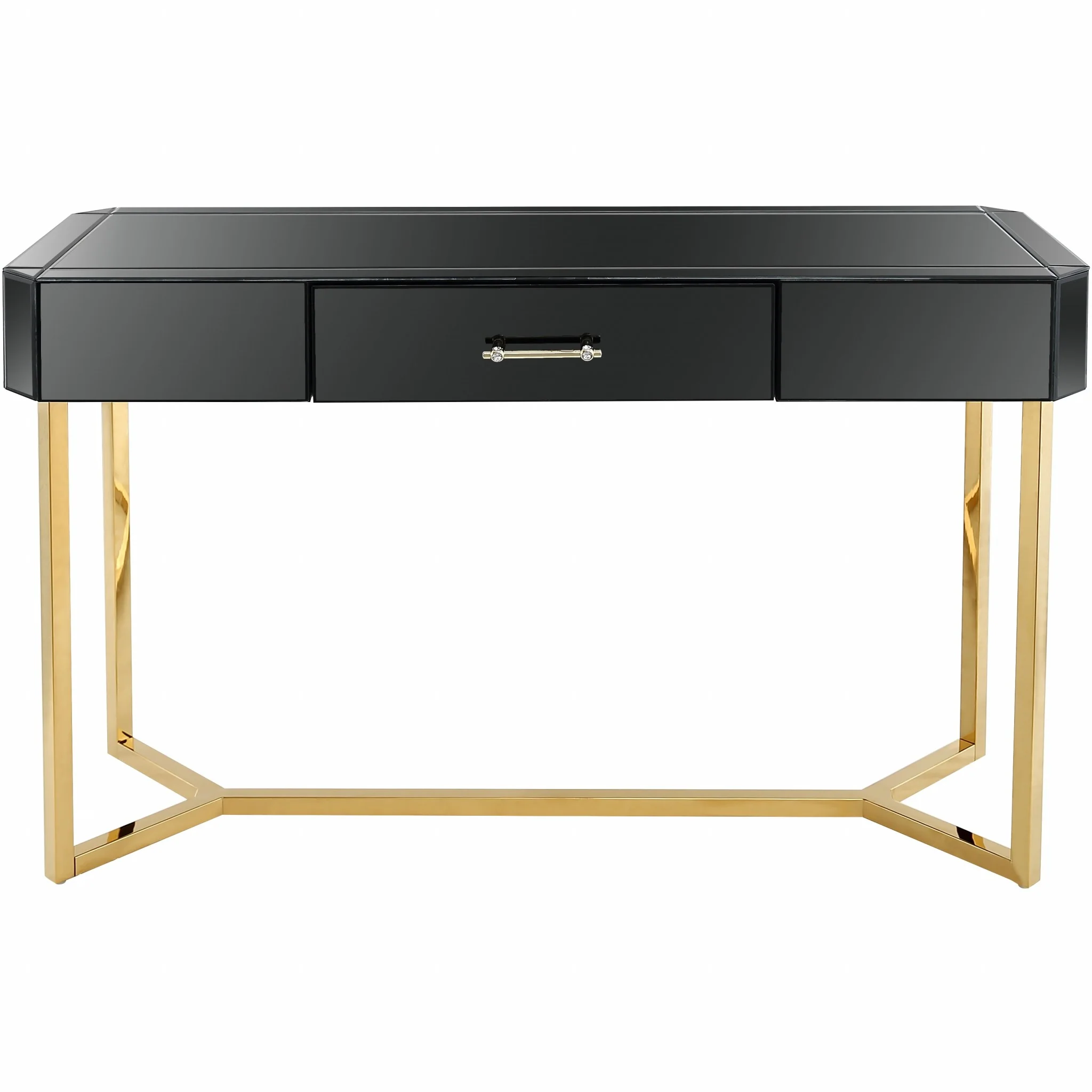 Black and Gold Mirror and Console Table By Homeroots - Image 4