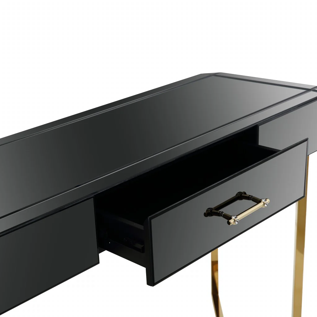 Black and Gold Mirror and Console Table By Homeroots - Image 6