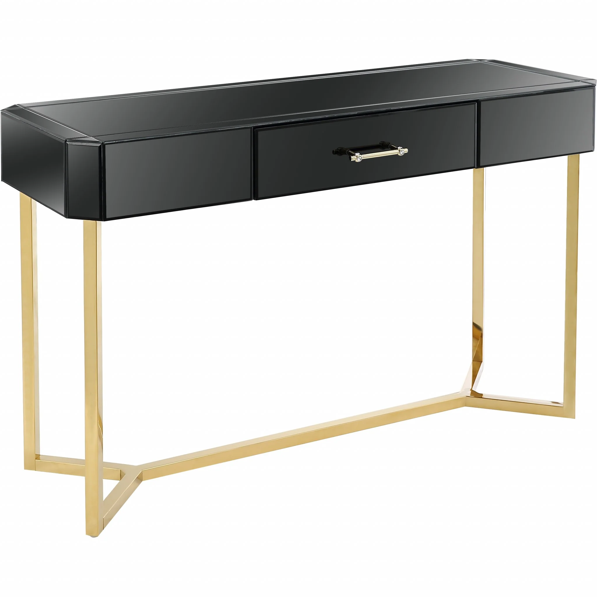 Black and Gold Mirror and Console Table By Homeroots - Image 8