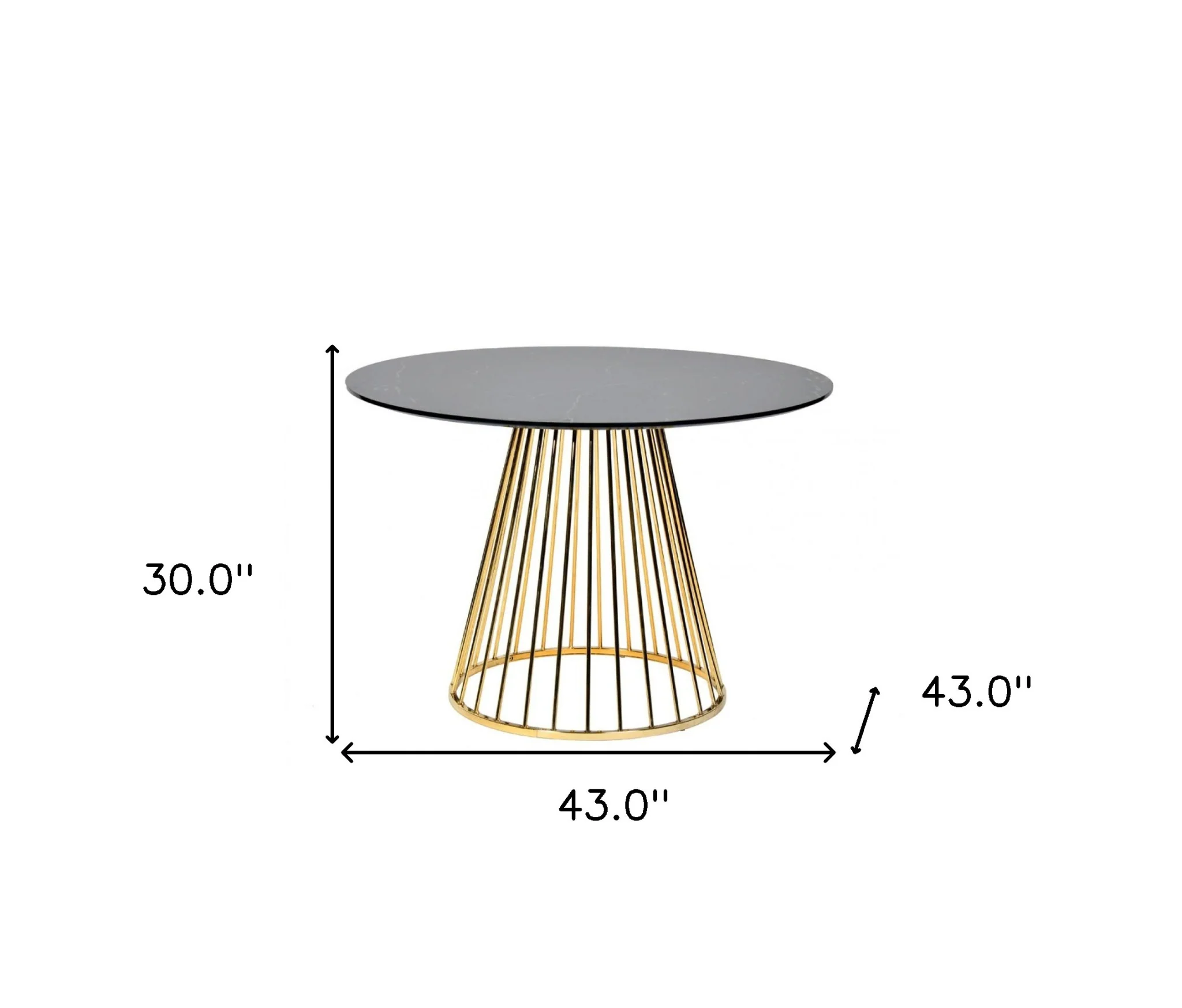 Black And Gold Rounded Stainless Steel Pedestal Base Dining Table By Homeroots - Image 5