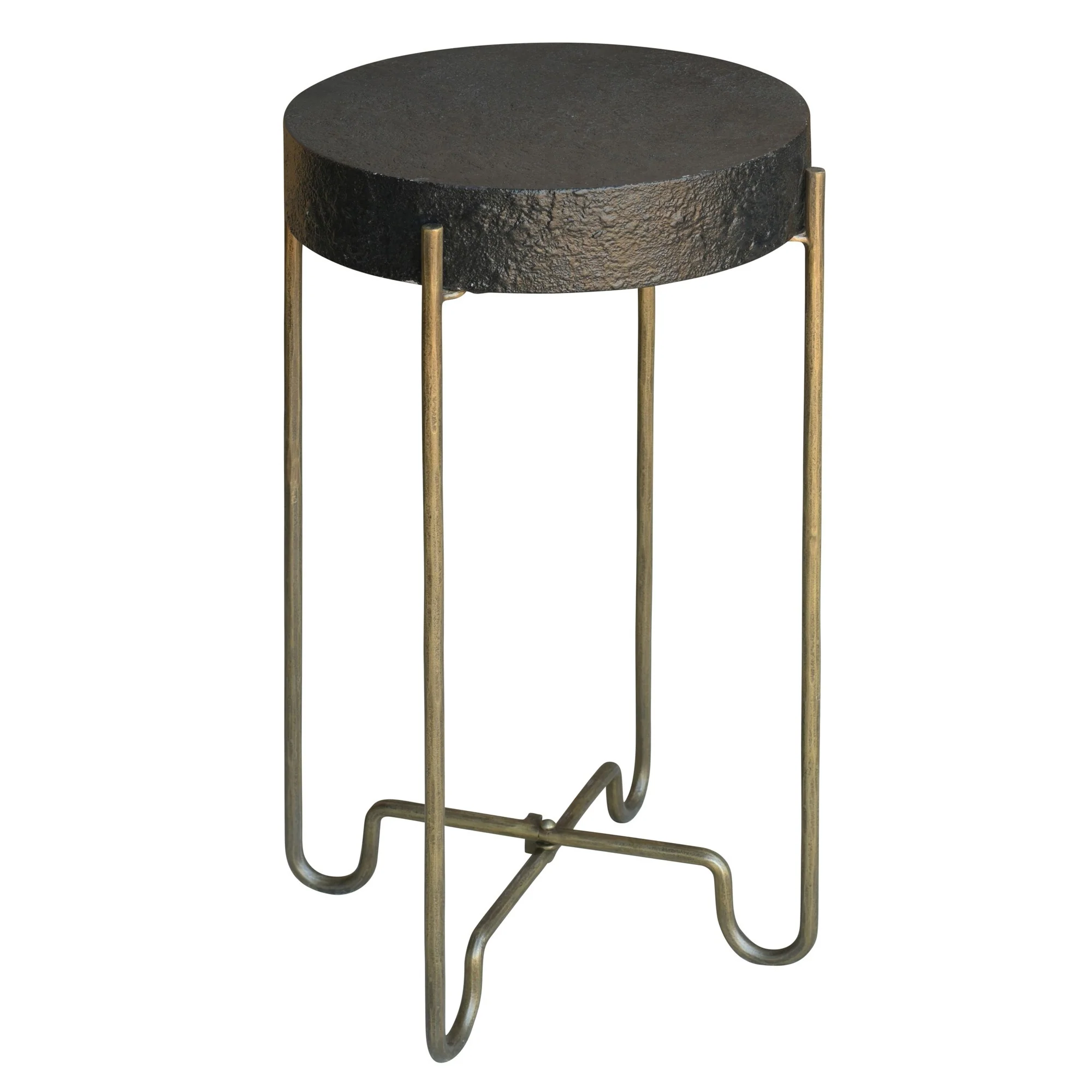 Black and Gold Side Table By Homeroots - Image 2