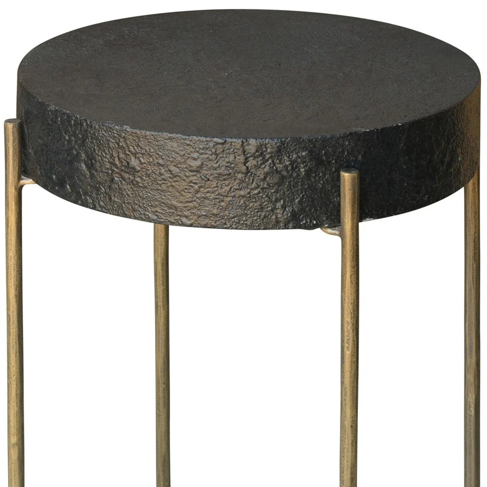 Black and Gold Side Table By Homeroots - Image 3