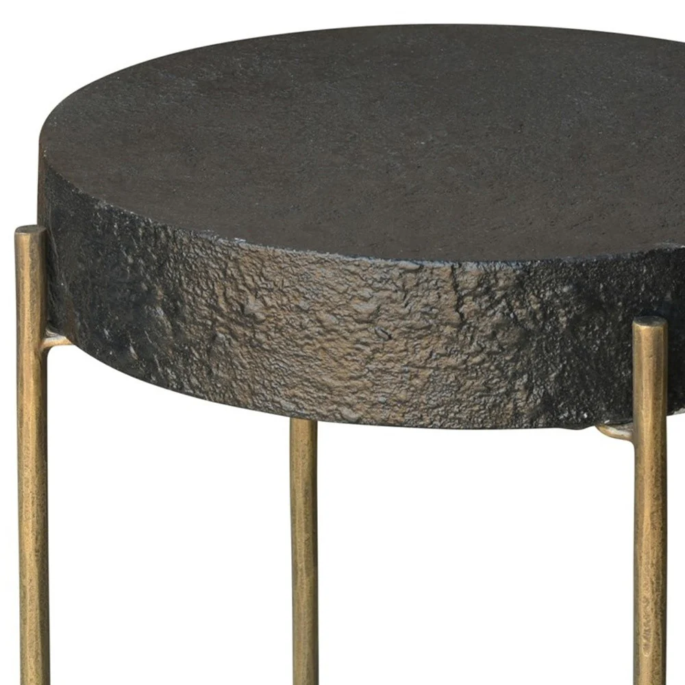 Black and Gold Side Table By Homeroots - Image 4