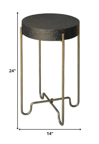 Black and Gold Side Table By Homeroots - Image 5