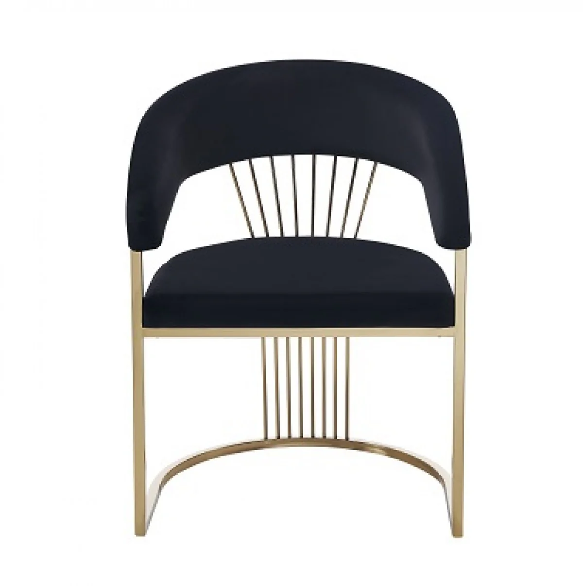 Black And Gold Upholstered Velvet Open Back Dining Arm Chair By Homeroots - Image 3