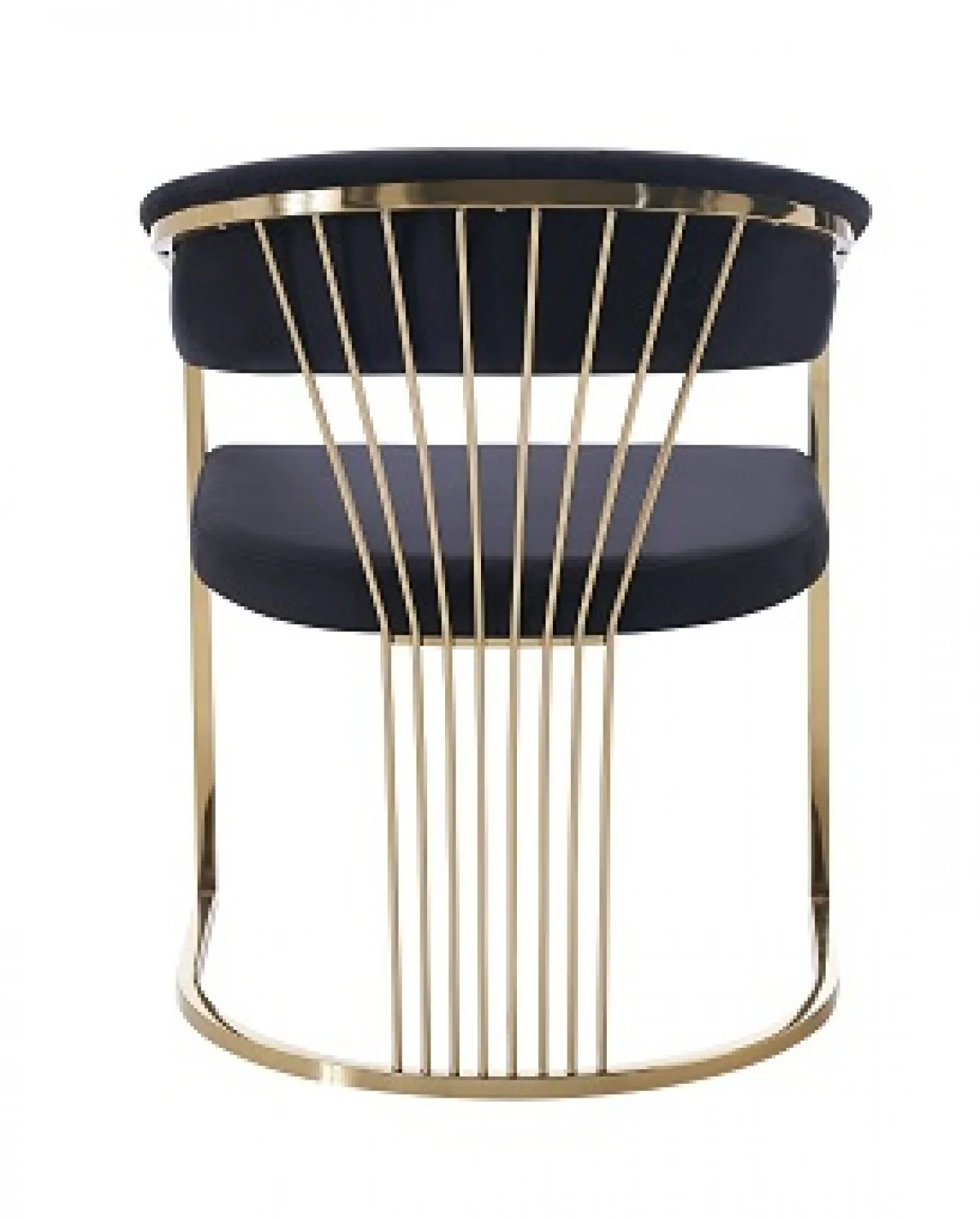 Black And Gold Upholstered Velvet Open Back Dining Arm Chair By Homeroots - Image 4