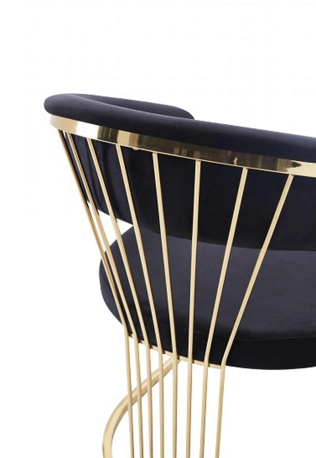 Black And Gold Upholstered Velvet Open Back Dining Arm Chair By Homeroots - Image 5