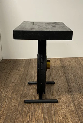 Black and Gold Wheel Accent Table By Homeroots - Image 4
