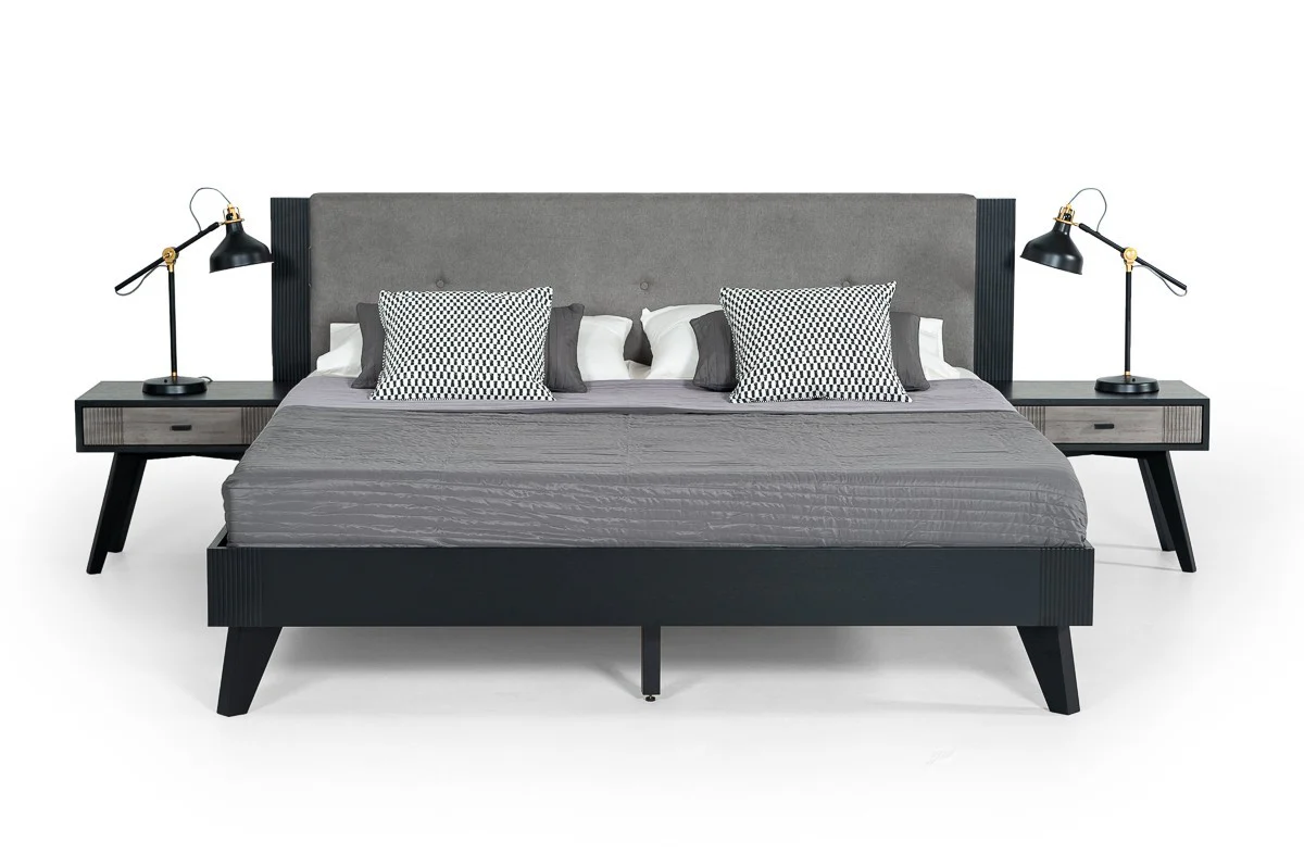 Black And Gray Contemporary Wooden Nightstand With Single Drawer By Homeroots - Image 6