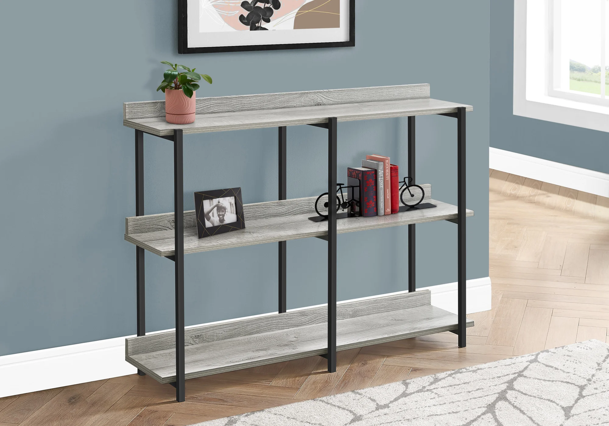Black And Gray End Table With Three Shelves By Homeroots - Image 7