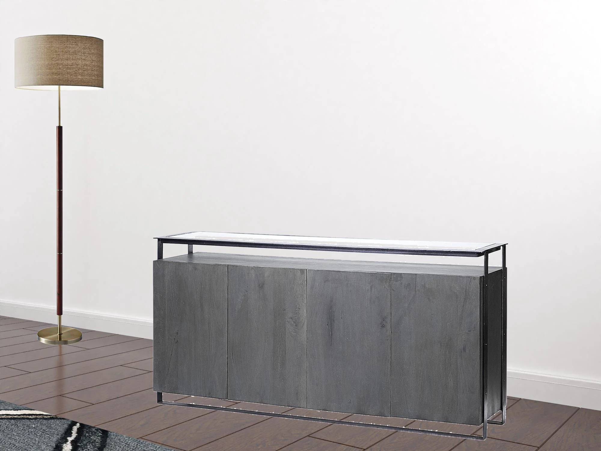 Black And Gray Solid Wood Sideboard By Homeroots - Image 2