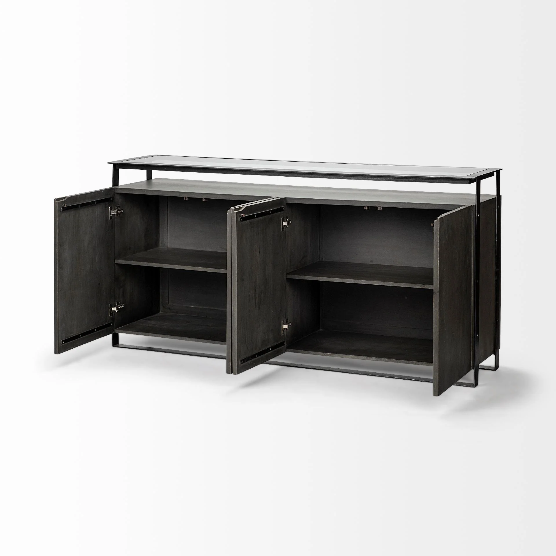 Black And Gray Solid Wood Sideboard By Homeroots - Image 5