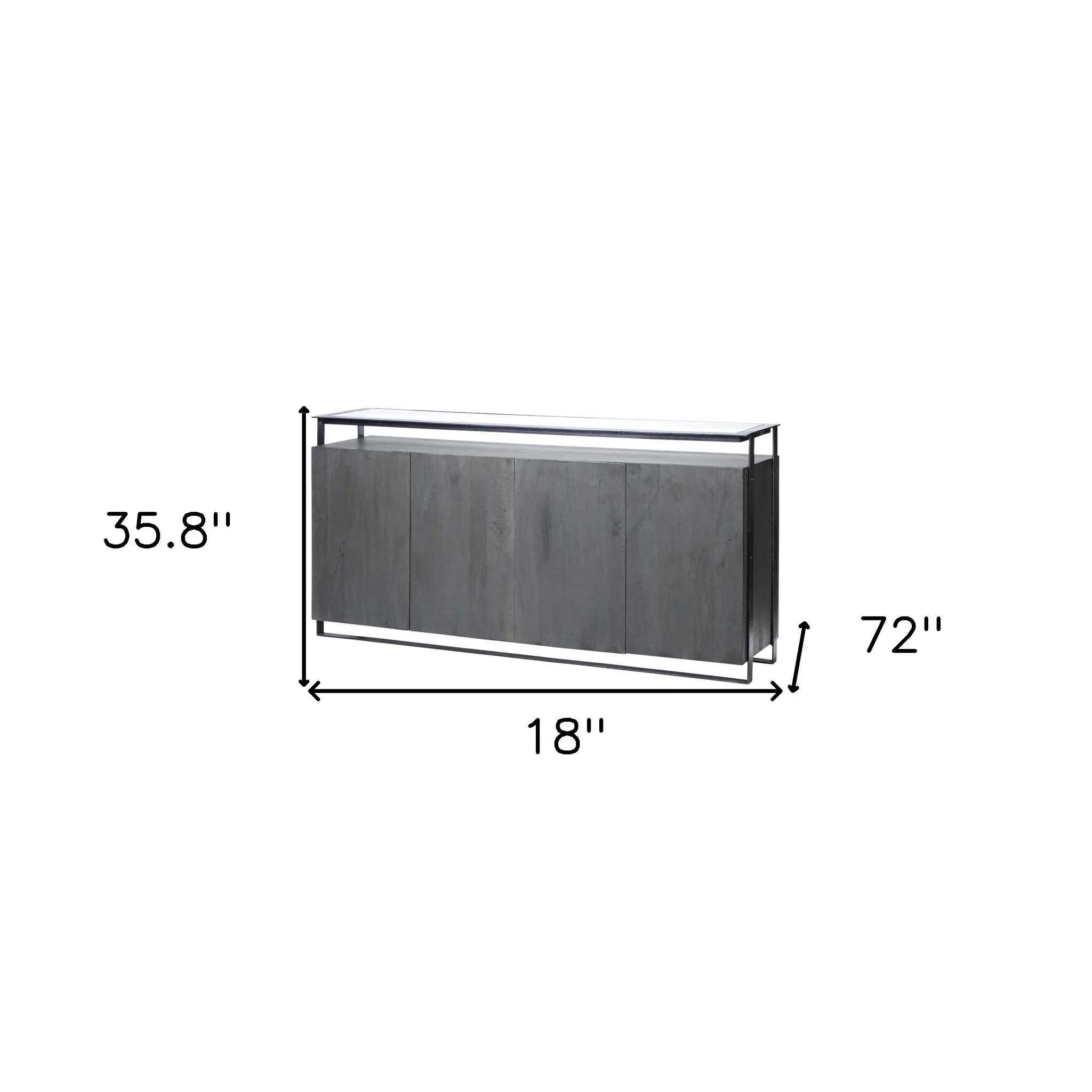Black And Gray Solid Wood Sideboard By Homeroots - Image 7