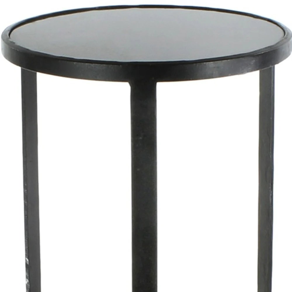 Black and Gray Stone Top Side Table By Homeroots - Image 3