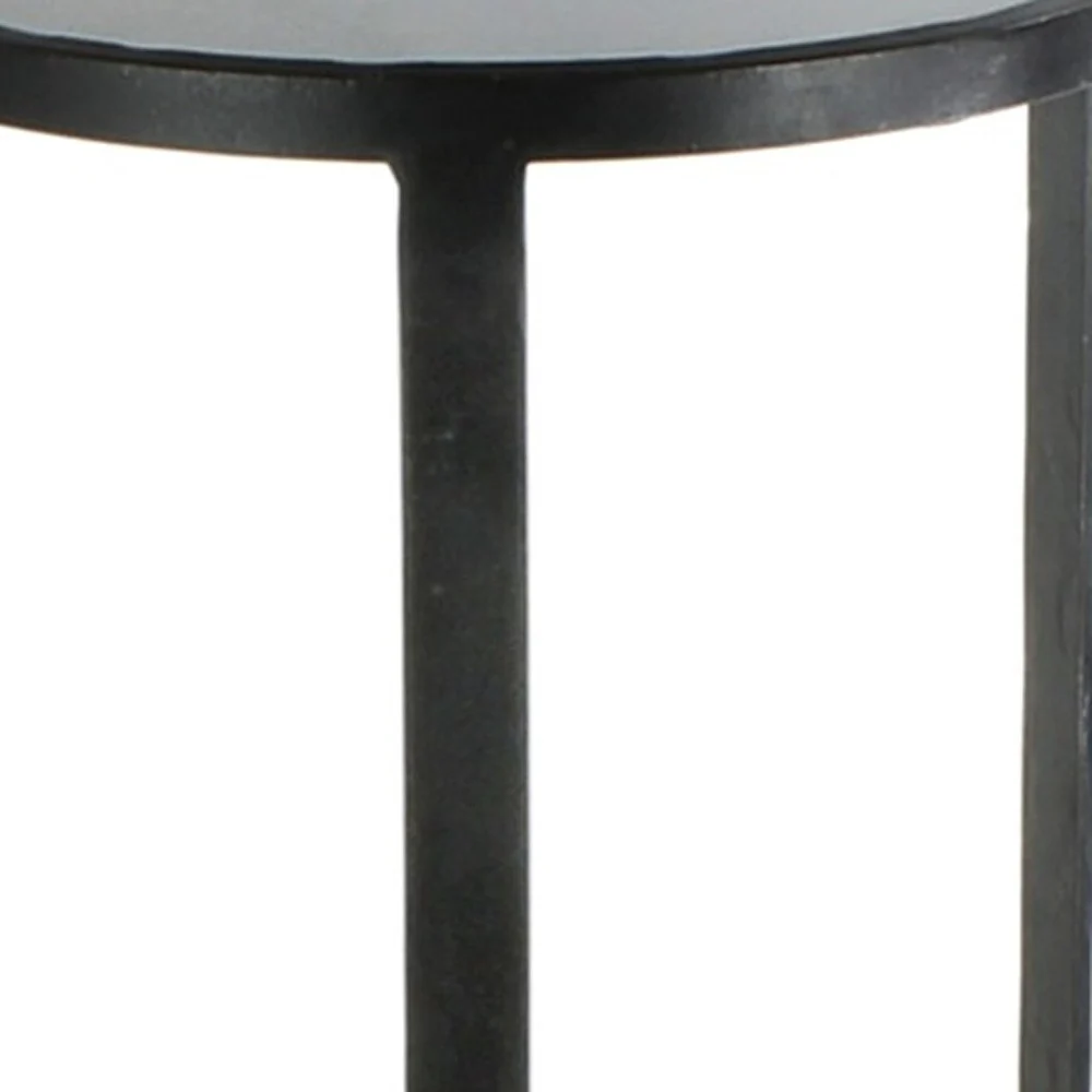Black and Gray Stone Top Side Table By Homeroots - Image 4
