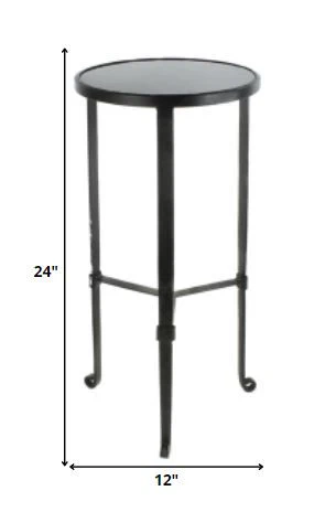 Black and Gray Stone Top Side Table By Homeroots - Image 5