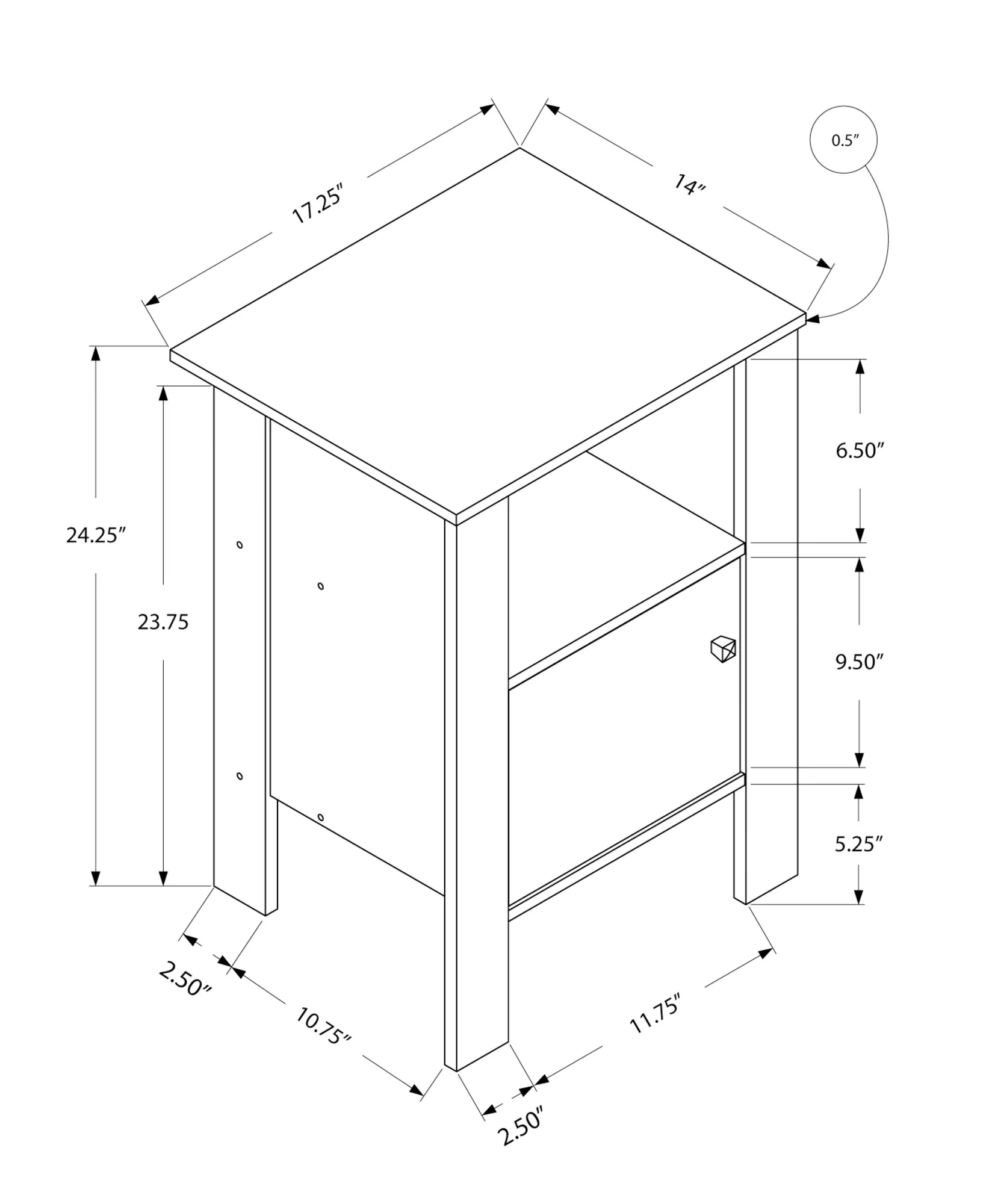 Black And Grey Night Stand With Storage By Homeroots - Image 3