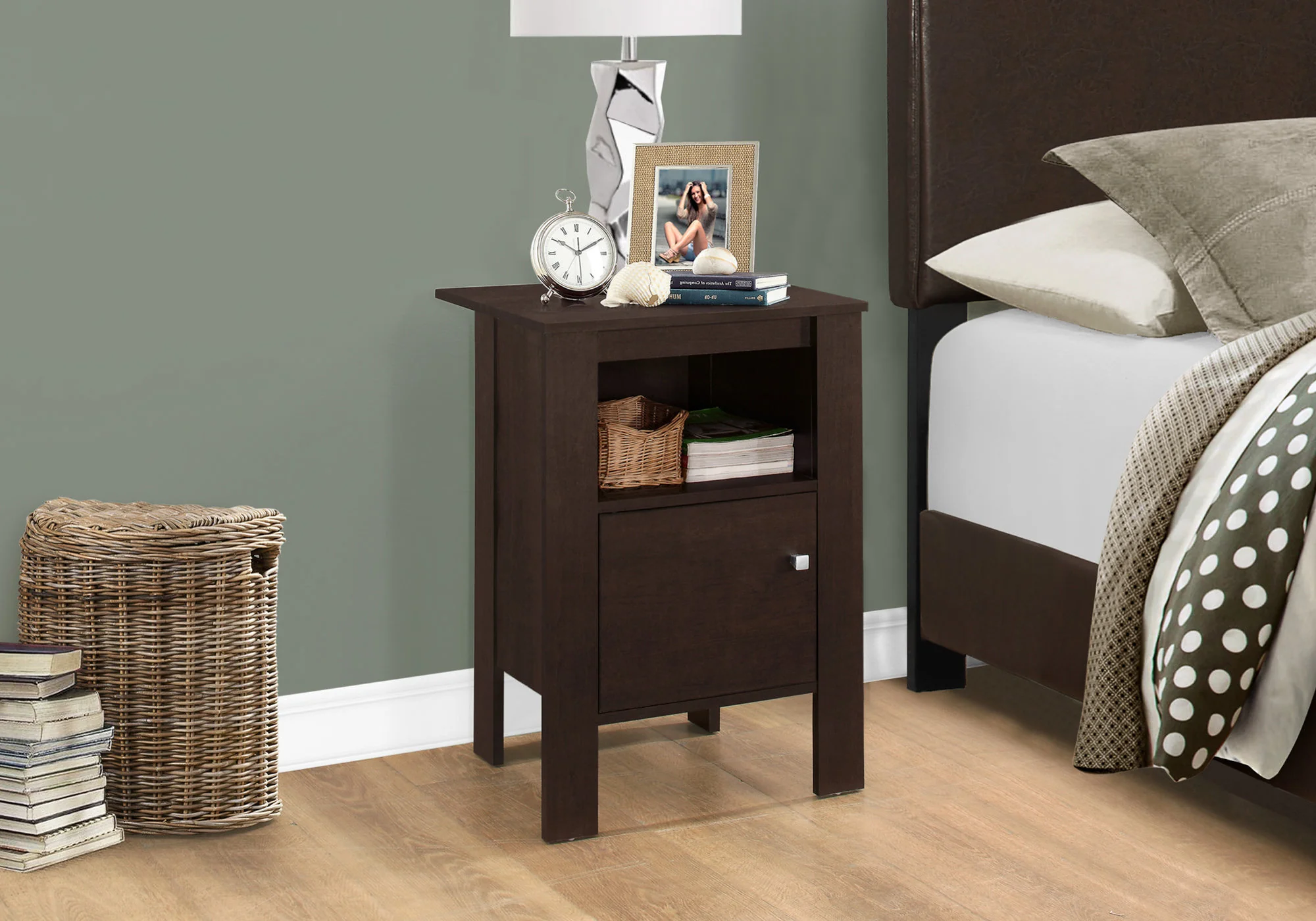 Black And Grey Night Stand With Storage By Homeroots - Image 6