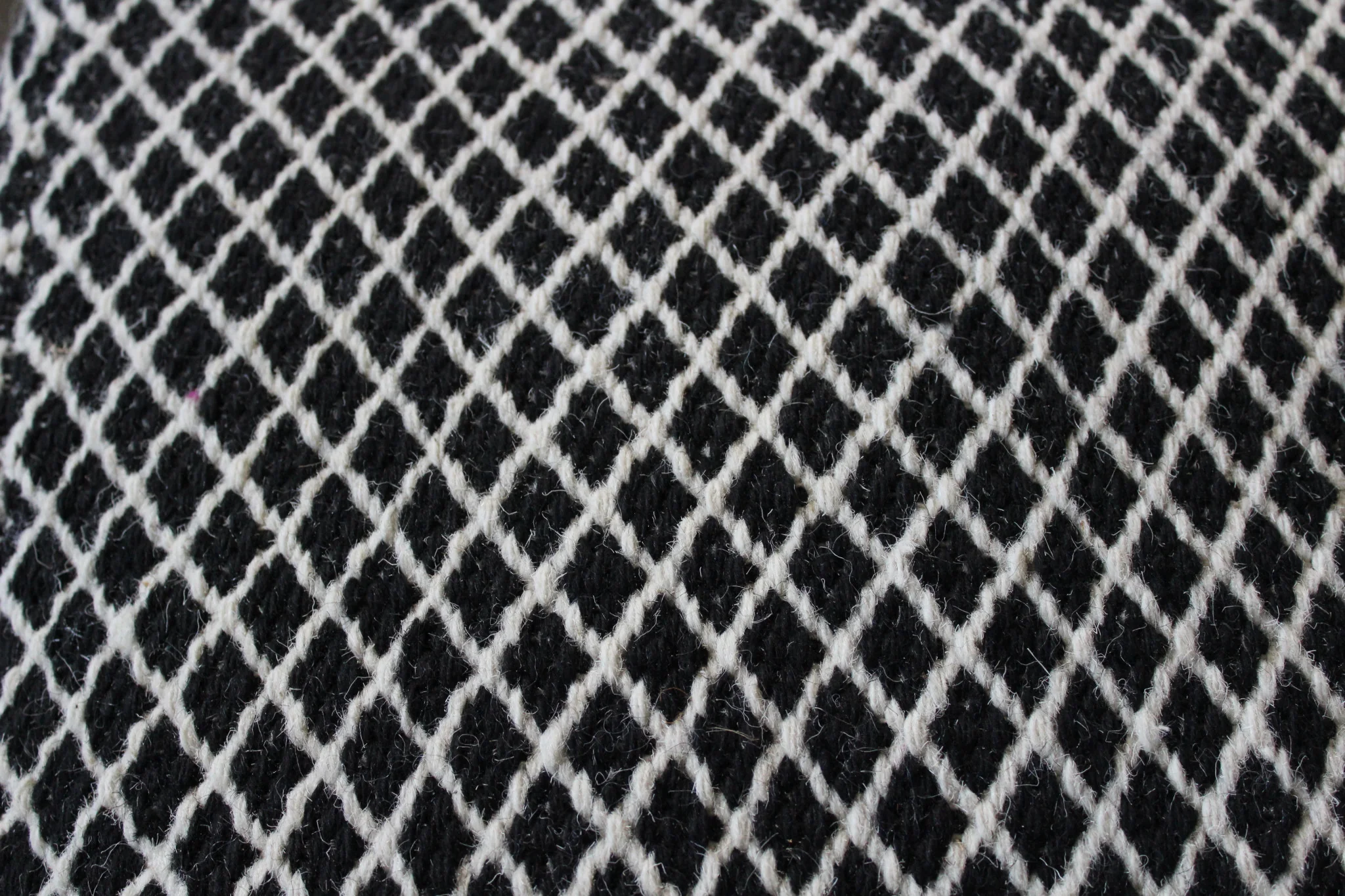 Black and Ivory Wool Cube Geometric Pouf Ottoman By Homeroots - Image 5