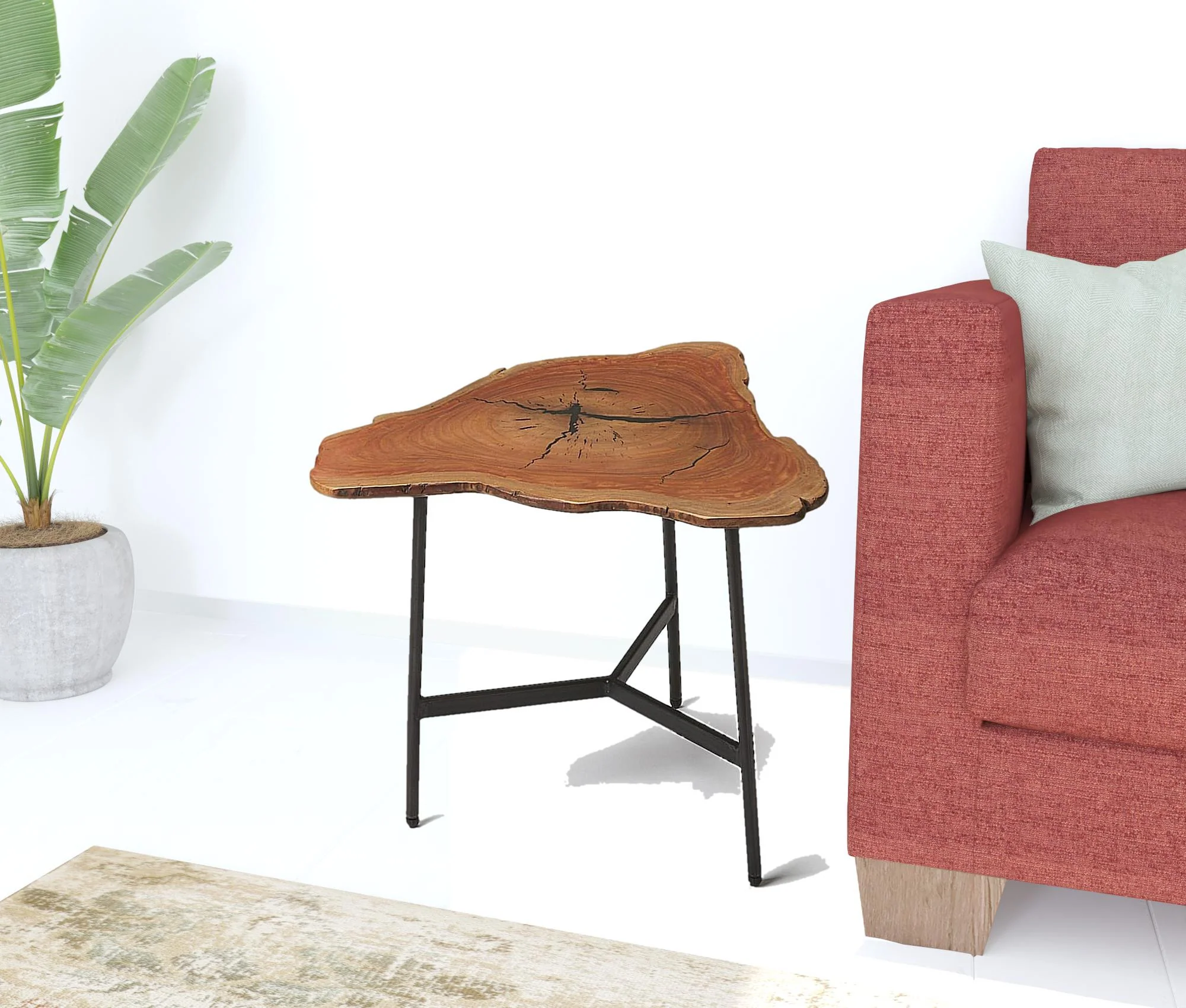 Black And Natural Brown Solid Wood Free Form End Table By Homeroots - Image 2