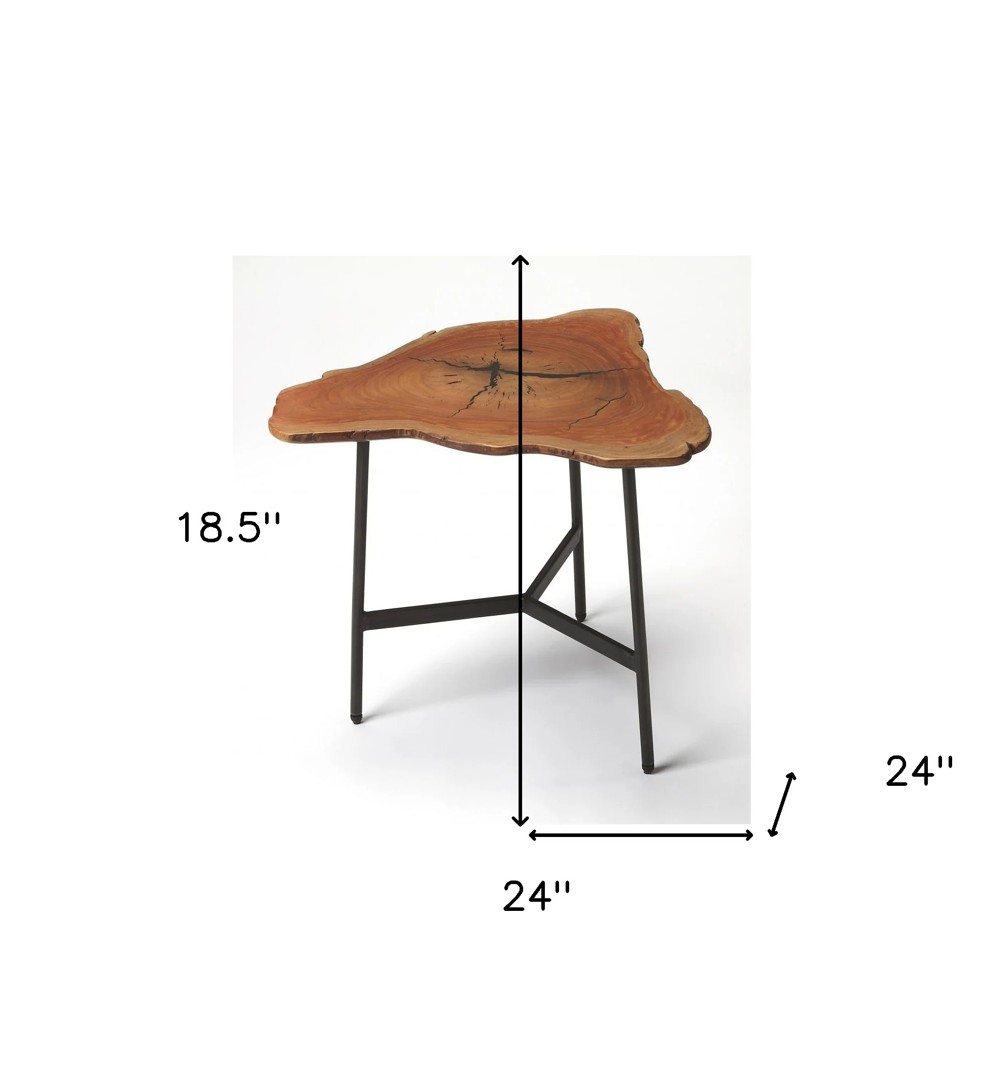 Black And Natural Brown Solid Wood Free Form End Table By Homeroots - Image 4