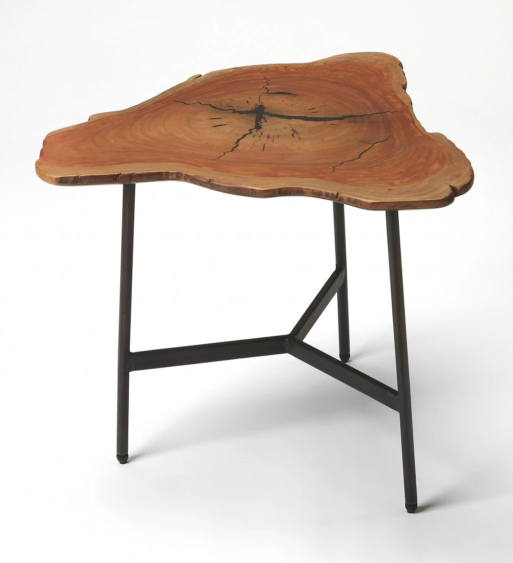 Black And Natural Brown Solid Wood Free Form End Table By Homeroots - Image 5